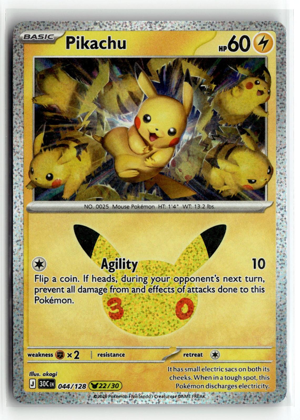 Pokemon tcg ME: 30th Celebration #044/128 Pikachu
