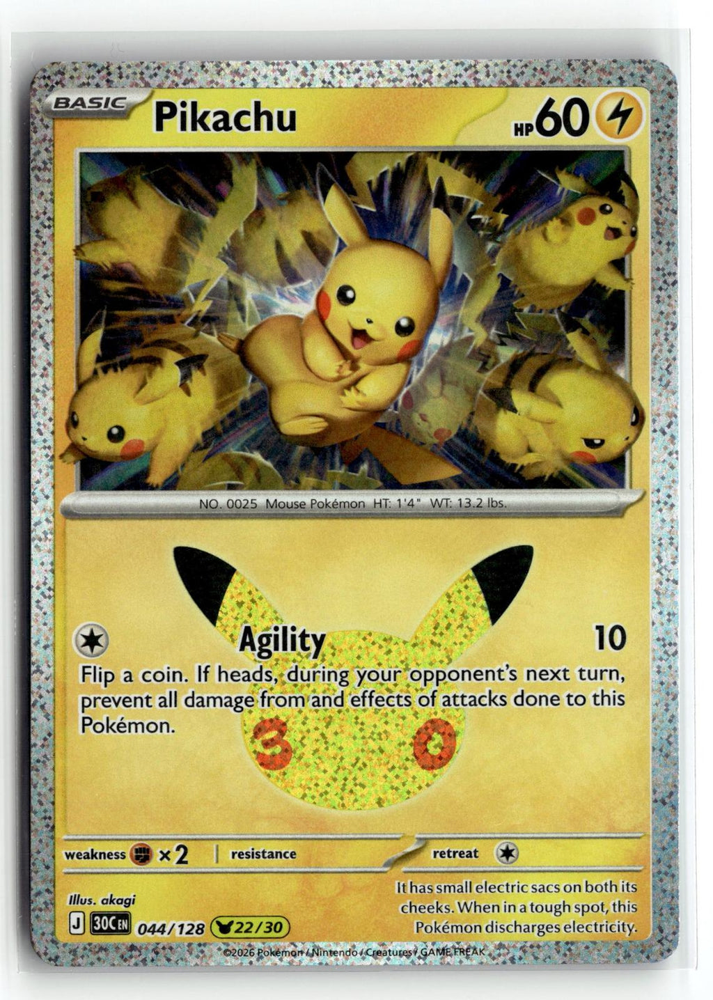 Pokemon tcg ME: 30th Celebration #044/128 Pikachu
