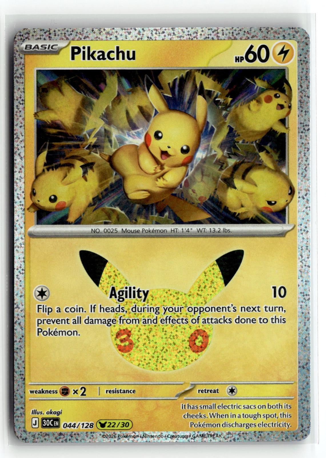 Pokemon tcg ME: 30th Celebration #044/128 Pikachu