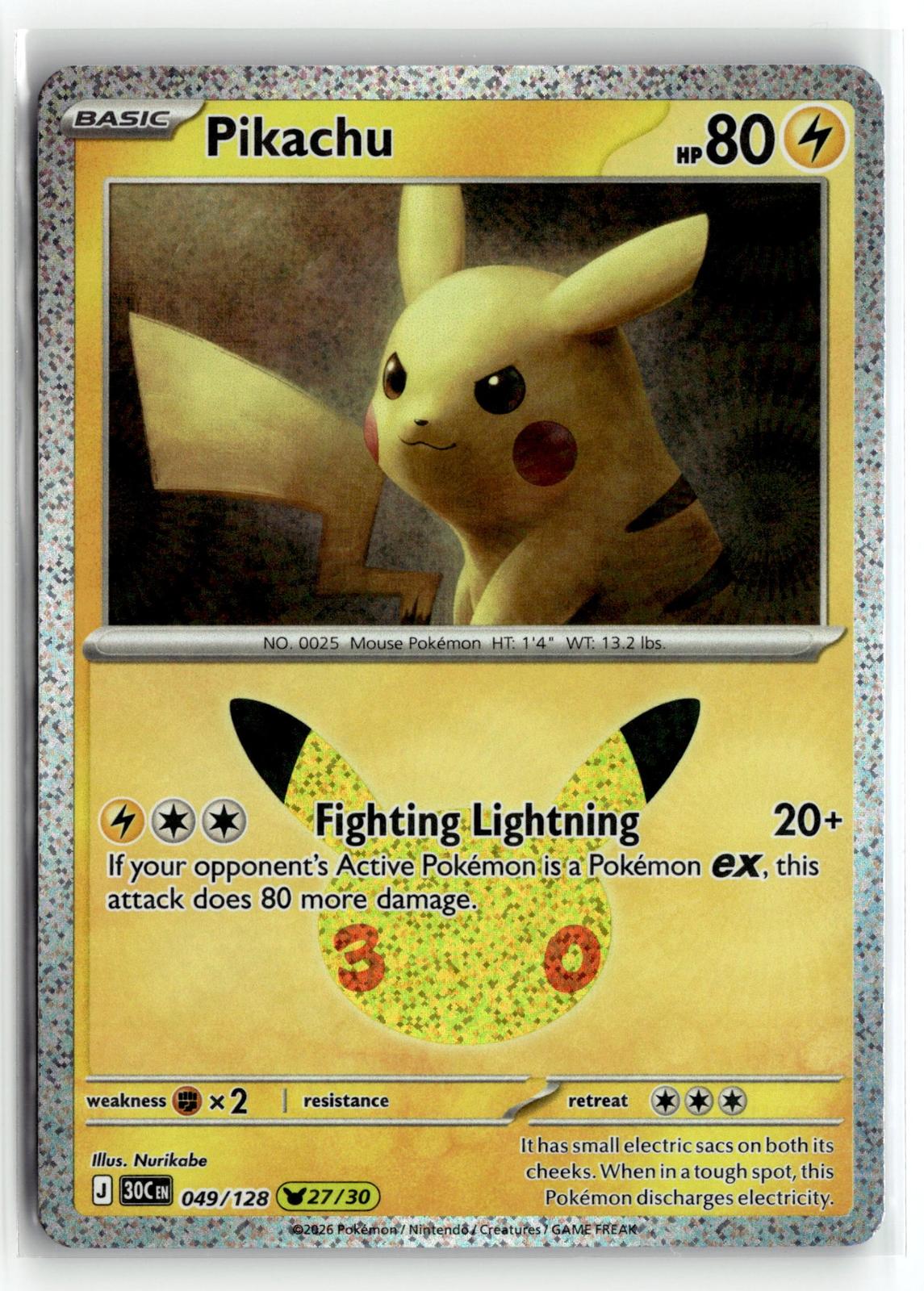 Pokemon tcg ME: 30th Celebration #049/128 Pikachu