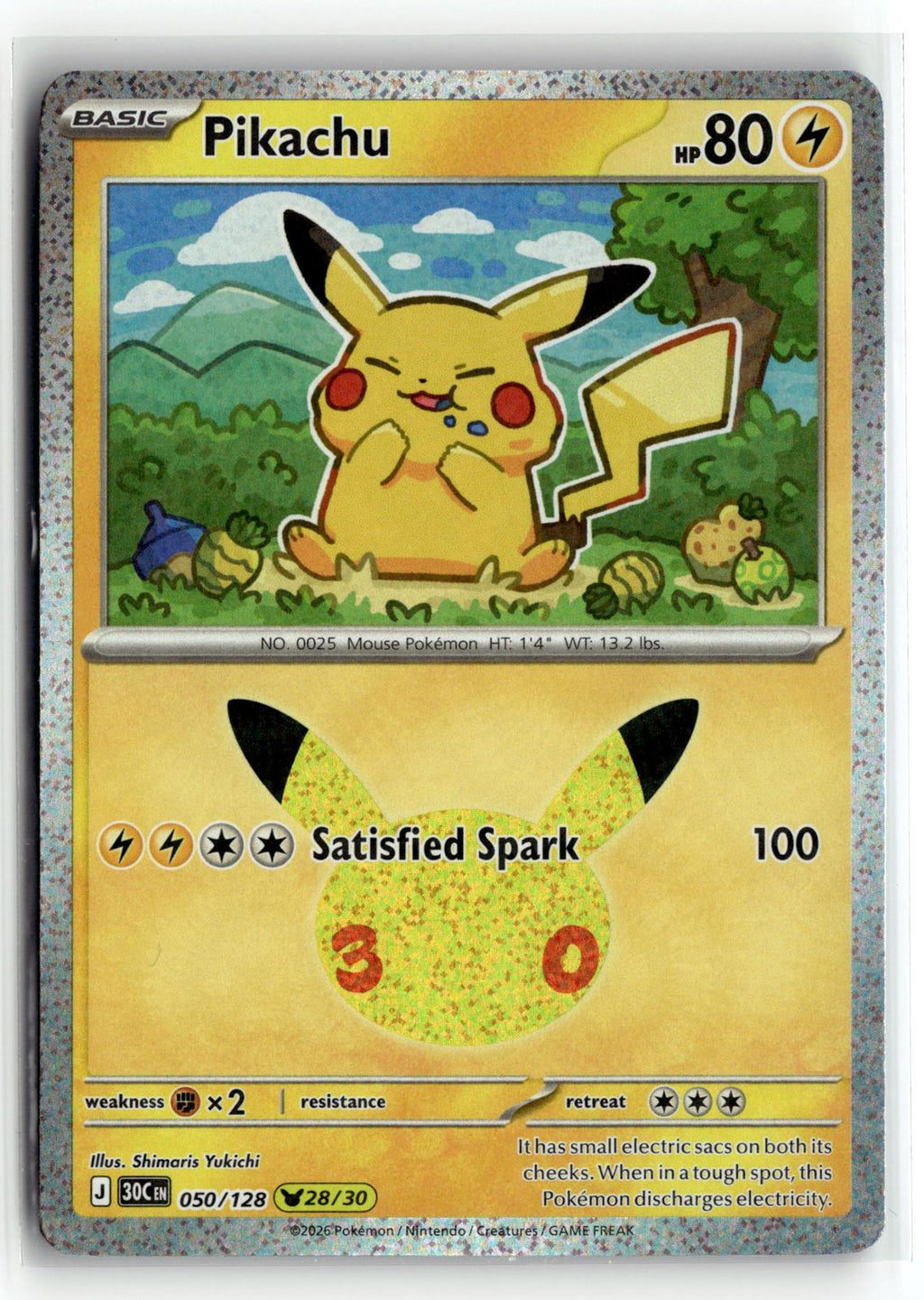 Pokemon tcg ME: 30th Celebration #050/128 Pikachu