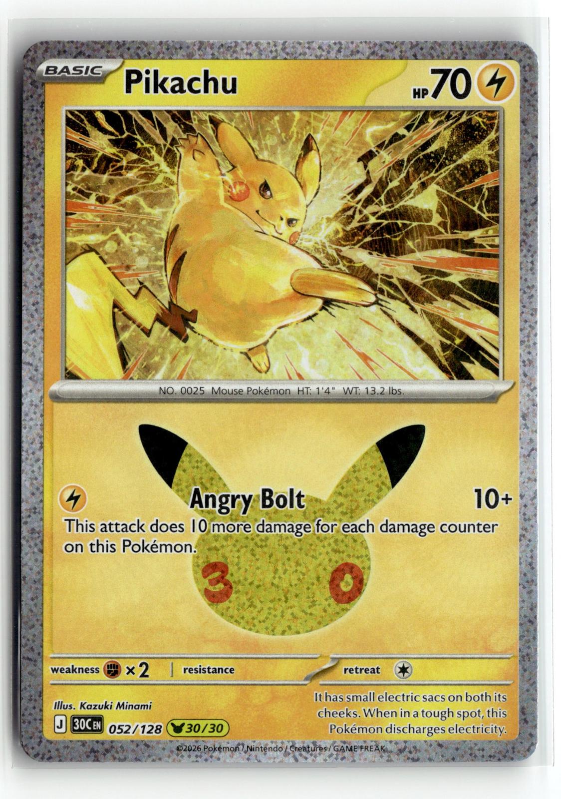Pokemon tcg ME: 30th Celebration #052/128 Pikachu