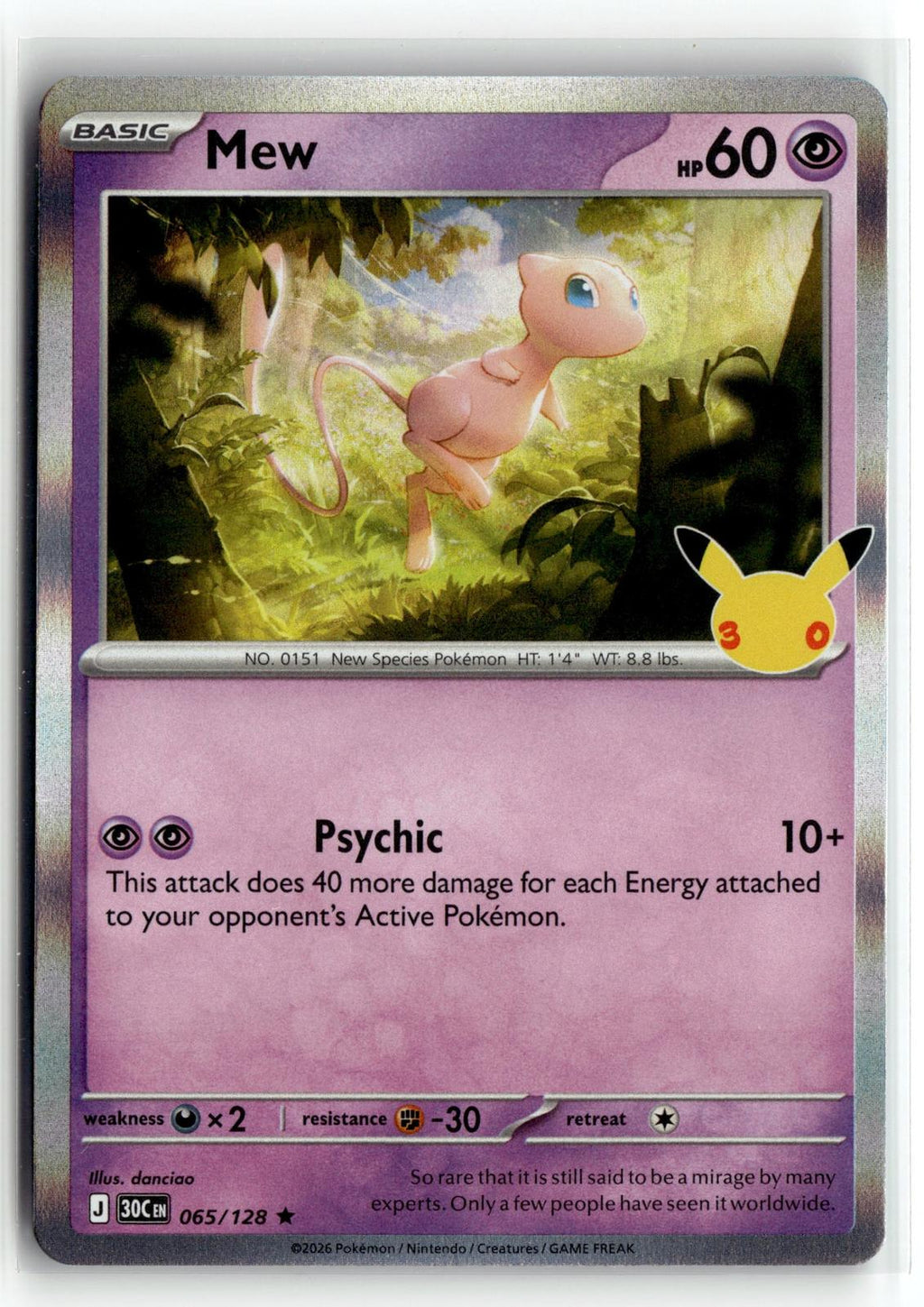 Pokemon tcg ME: 30th Celebration #065/128 Mew