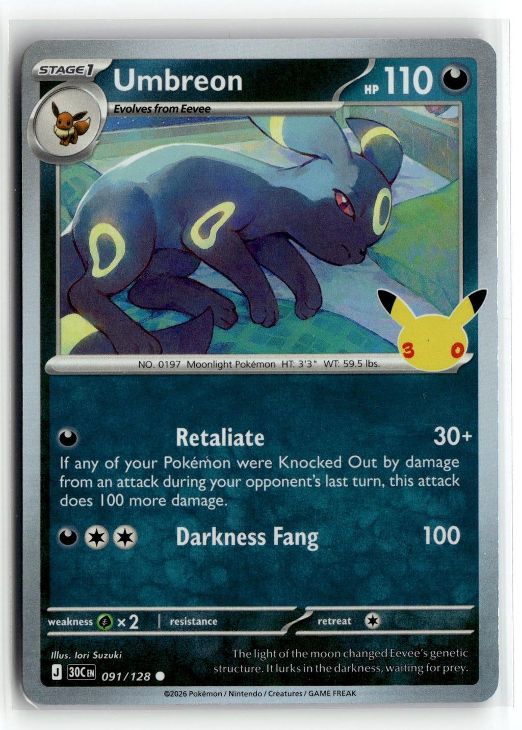 Pokemon tcg ME: 30th Celebration #091/128 Umbreon