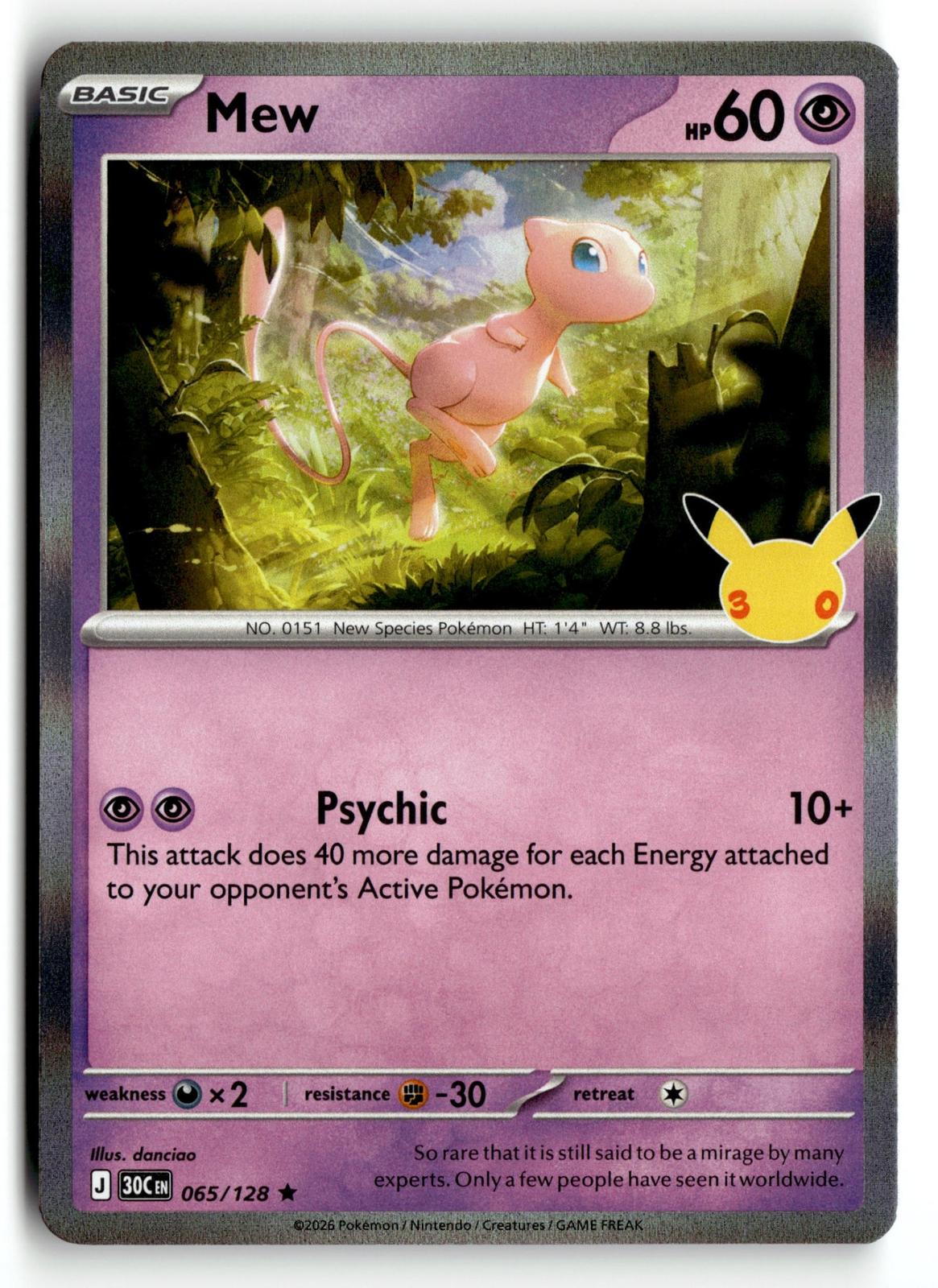 Pokemon tcg ME: 30th Celebration #065/128 Mew
