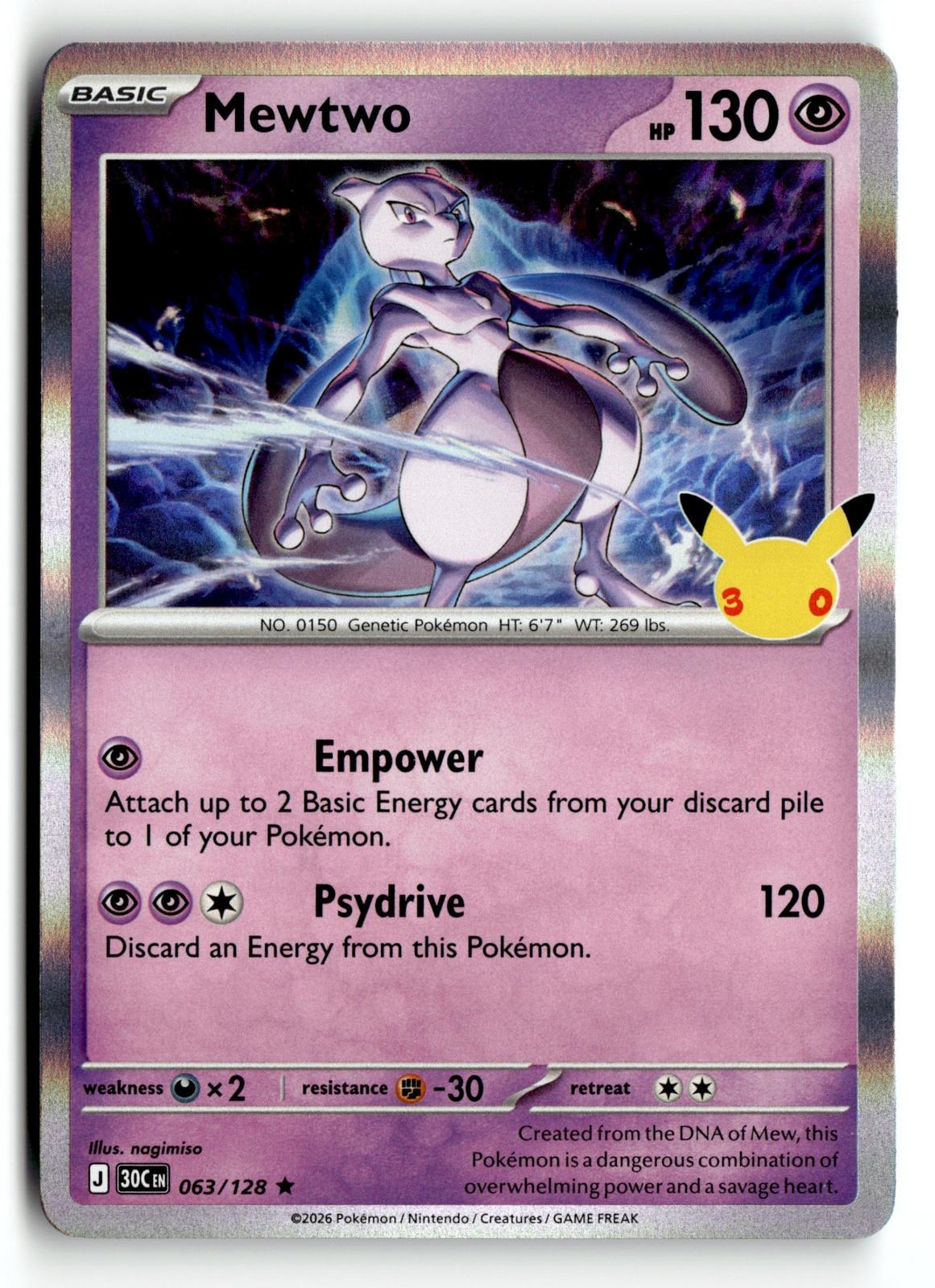 Pokemon tcg ME: 30th Celebration #063/128 Mewtwo