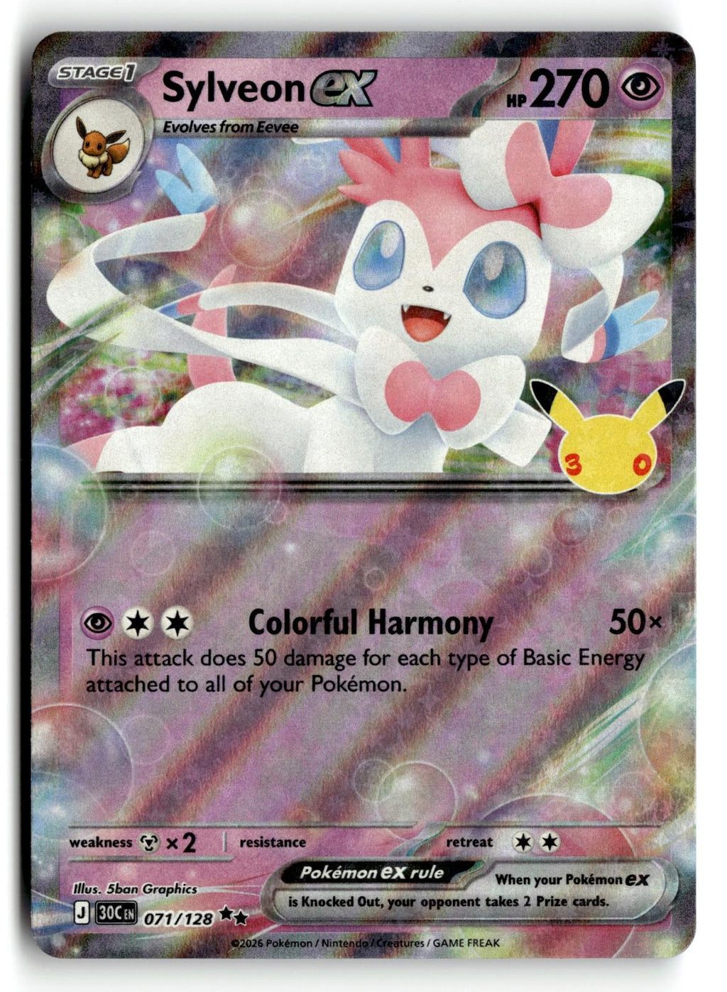 Pokemon tcg ME: 30th Celebration #071/128 Sylveon ex