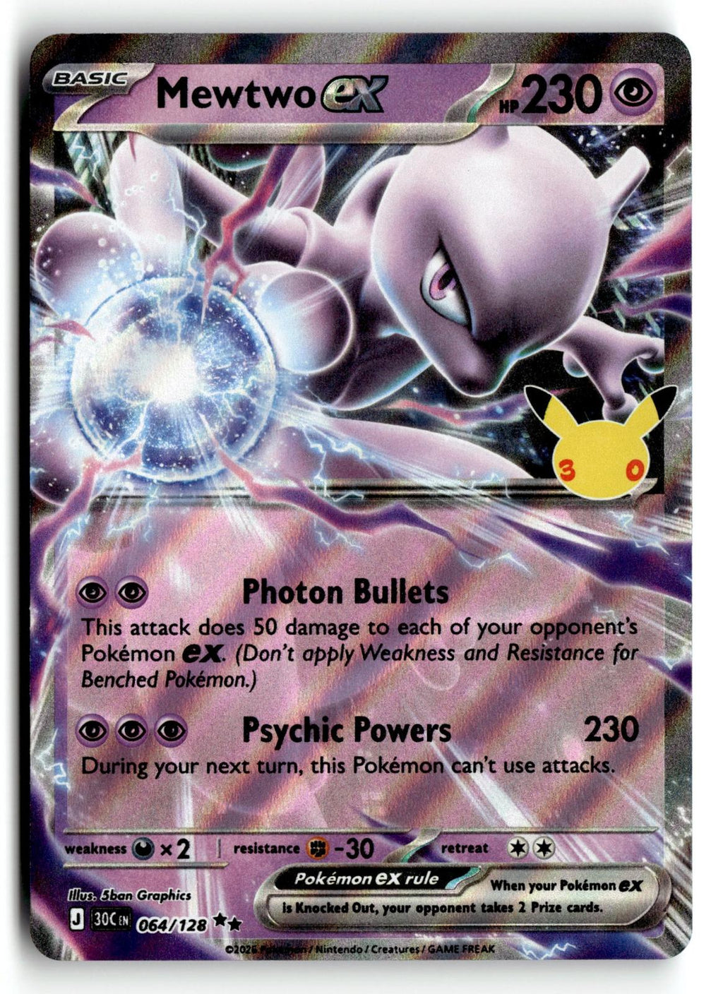 Pokemon tcg ME: 30th Celebration #064/128 Mewtwo ex