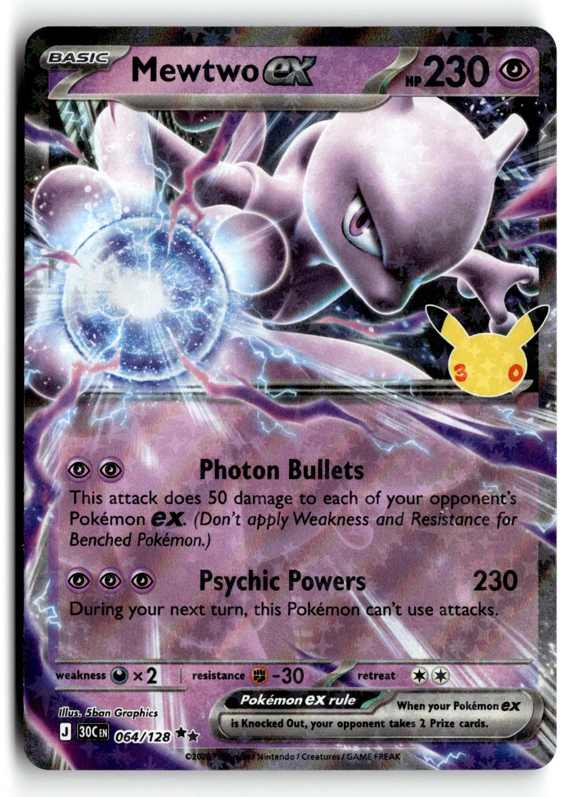 Pokemon tcg ME: 30th Celebration #064/128 Mewtwo ex