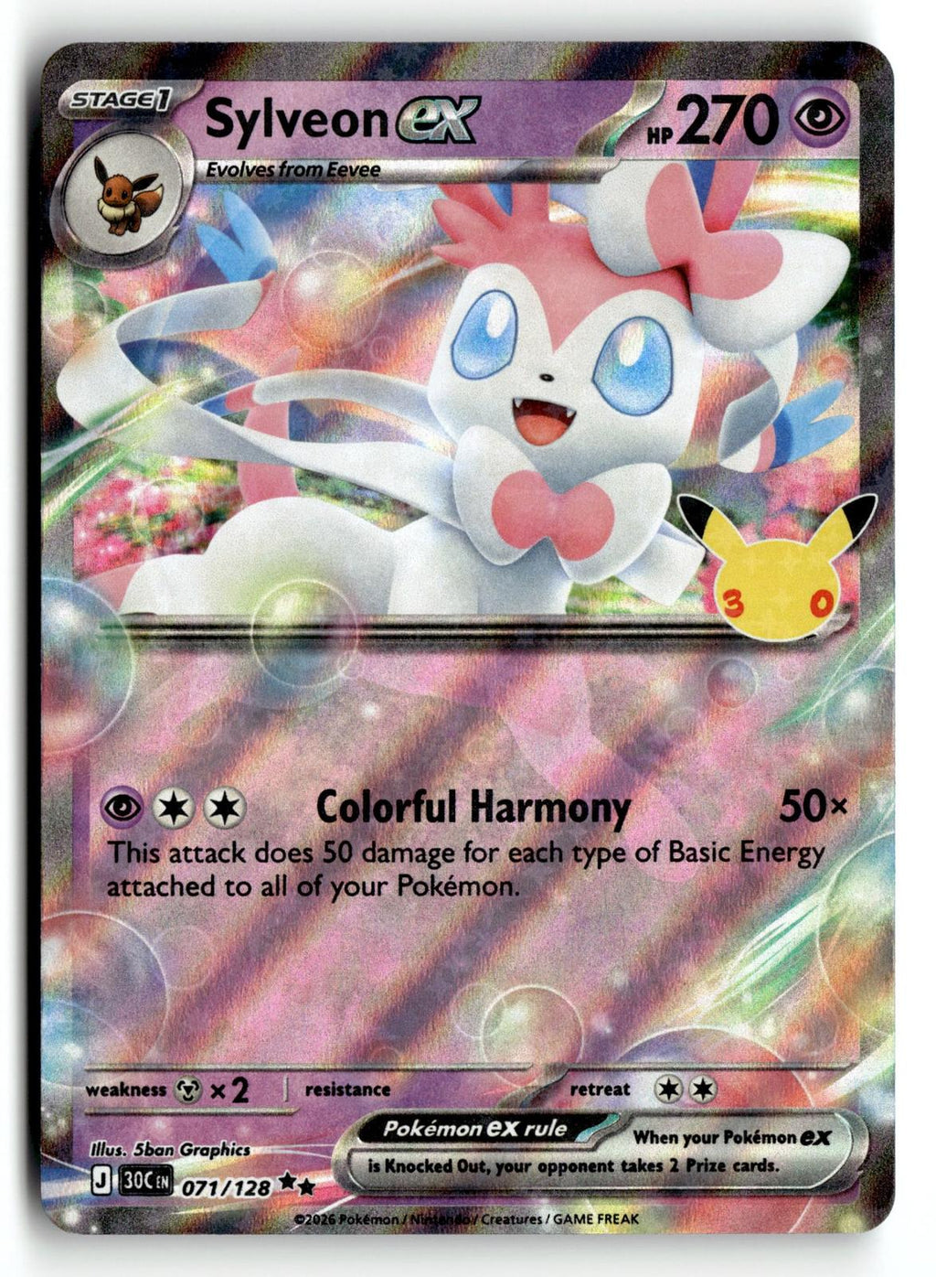 Pokemon tcg ME: 30th Celebration #071/128 Sylveon ex