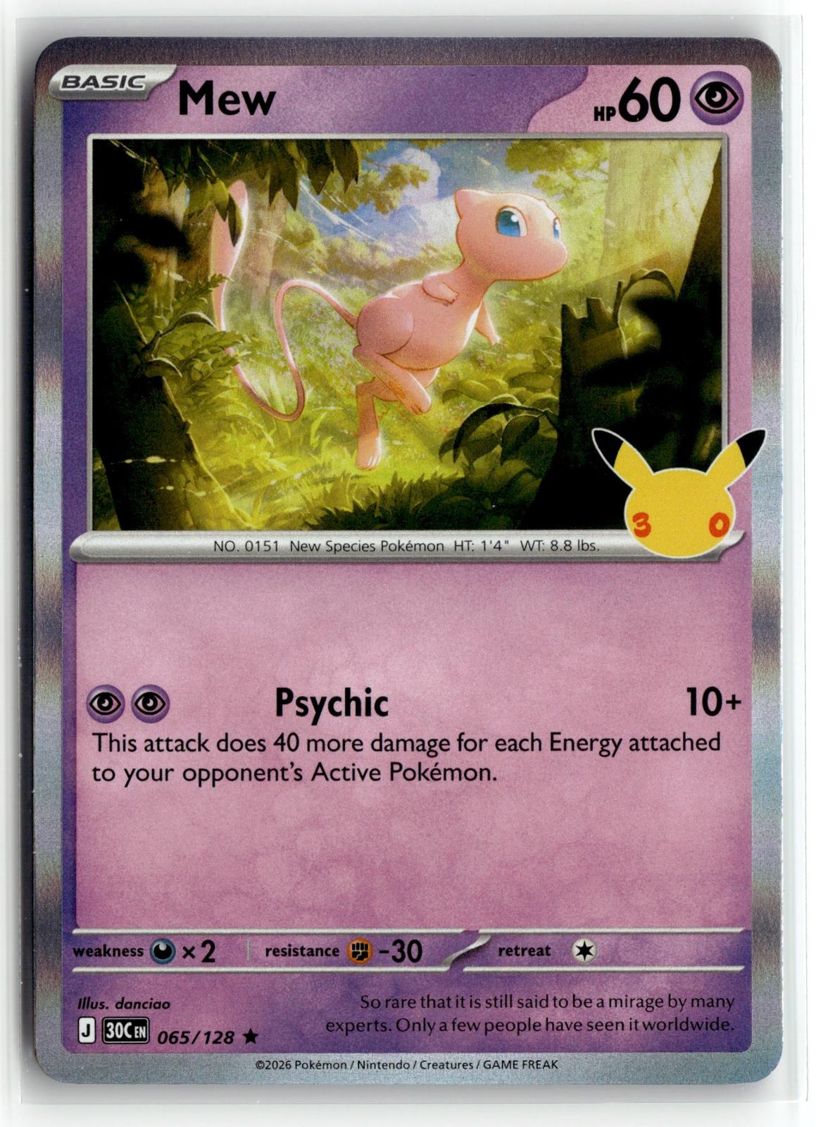 Pokemon tcg ME: 30th Celebration #065/128 Mew