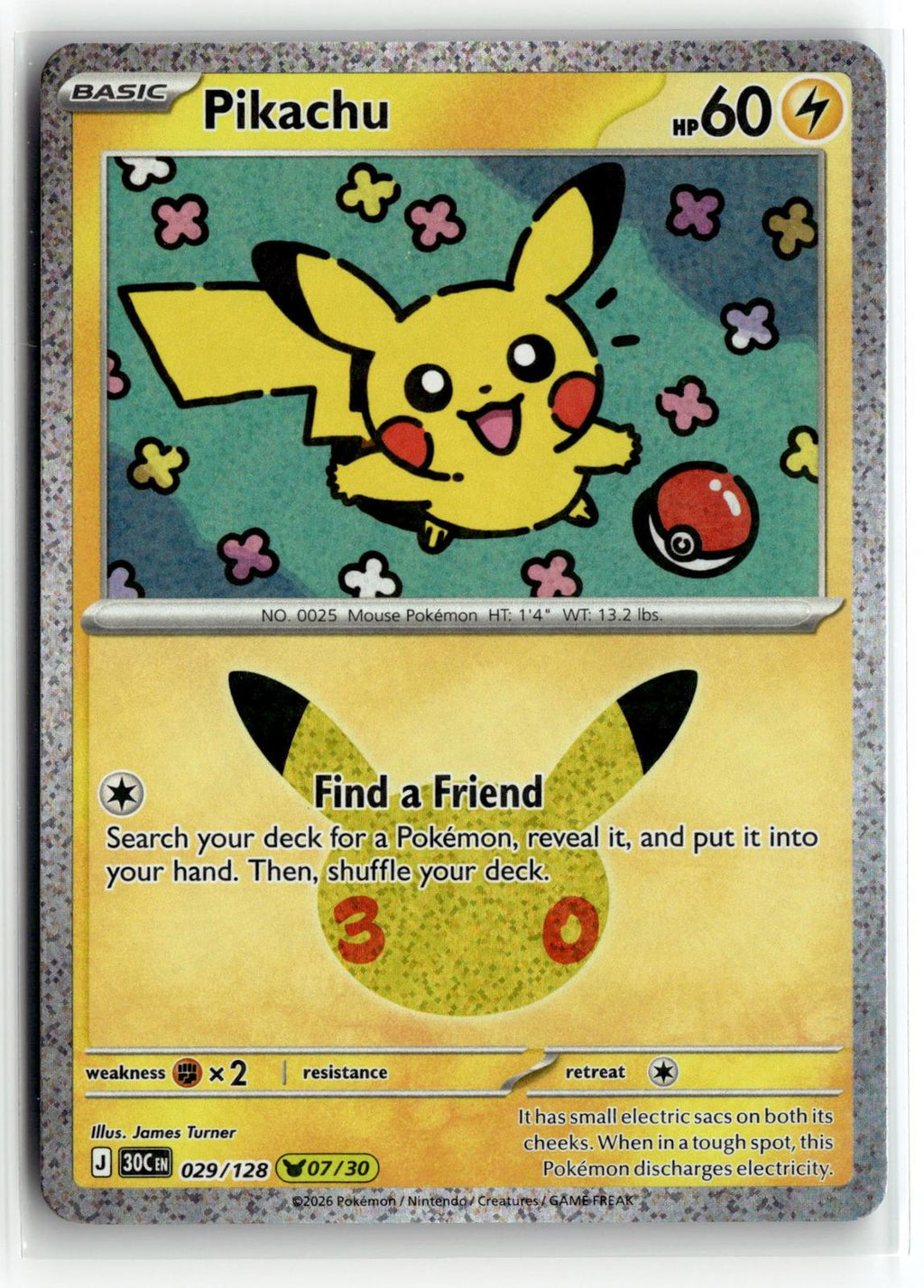 Pokemon tcg ME: 30th Celebration #029/128 Pikachu