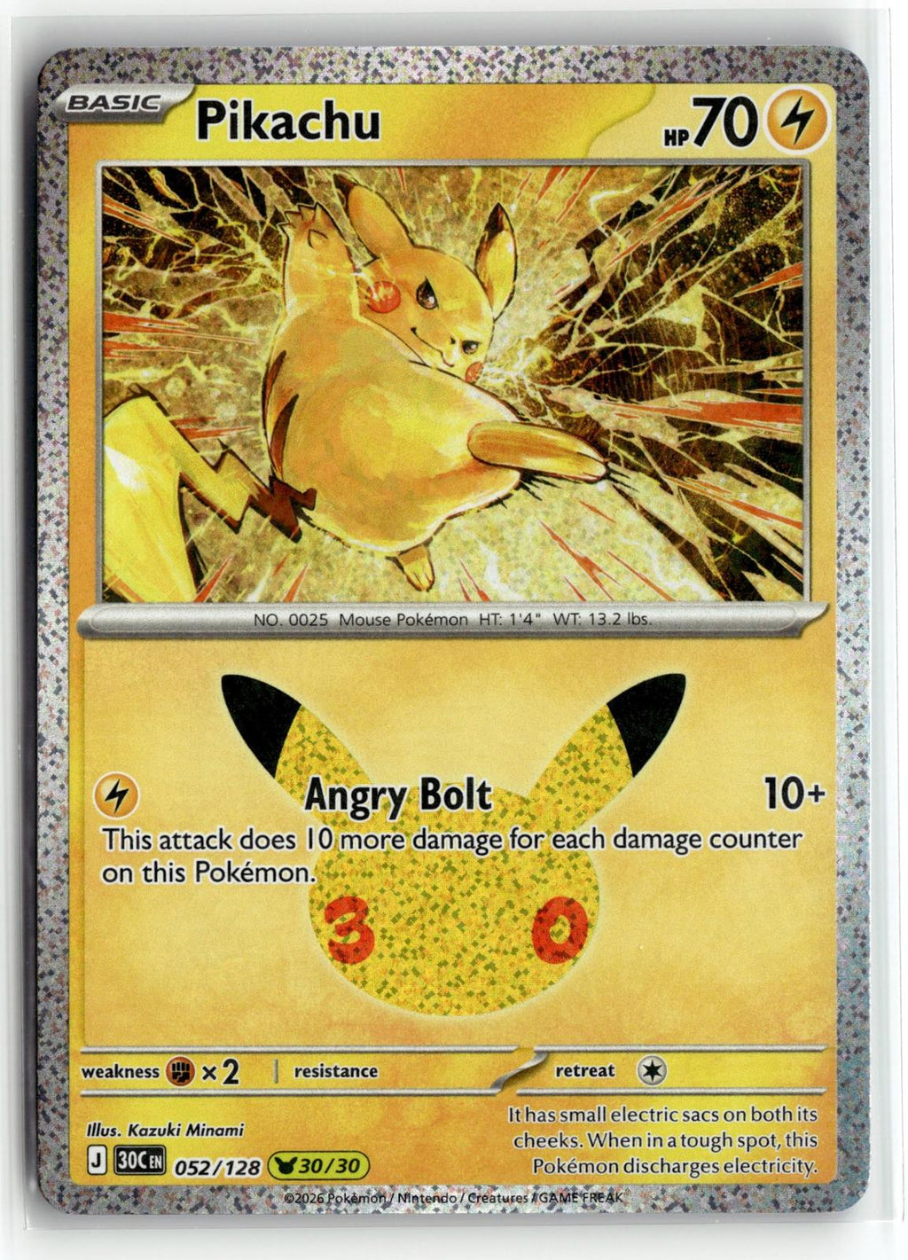 Pokemon tcg ME: 30th Celebration #052/128 Pikachu
