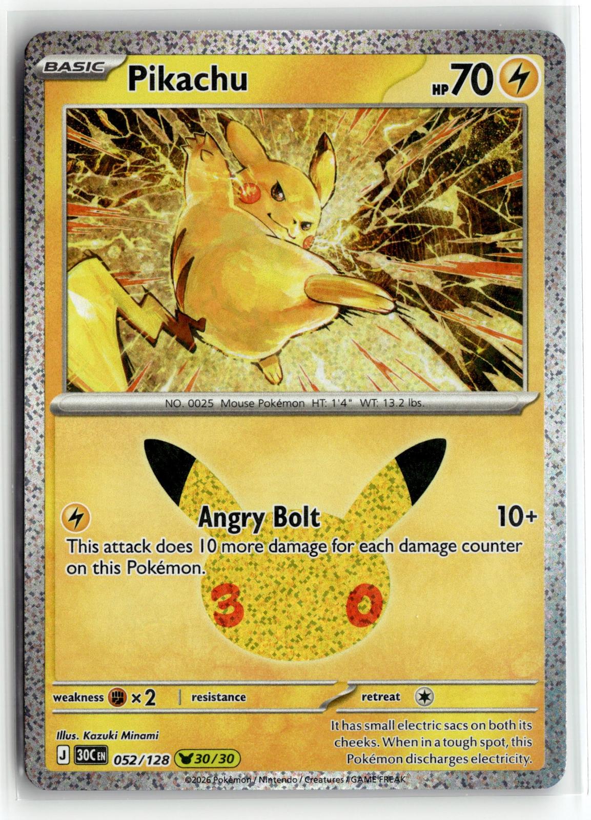 Pokemon tcg ME: 30th Celebration #052/128 Pikachu