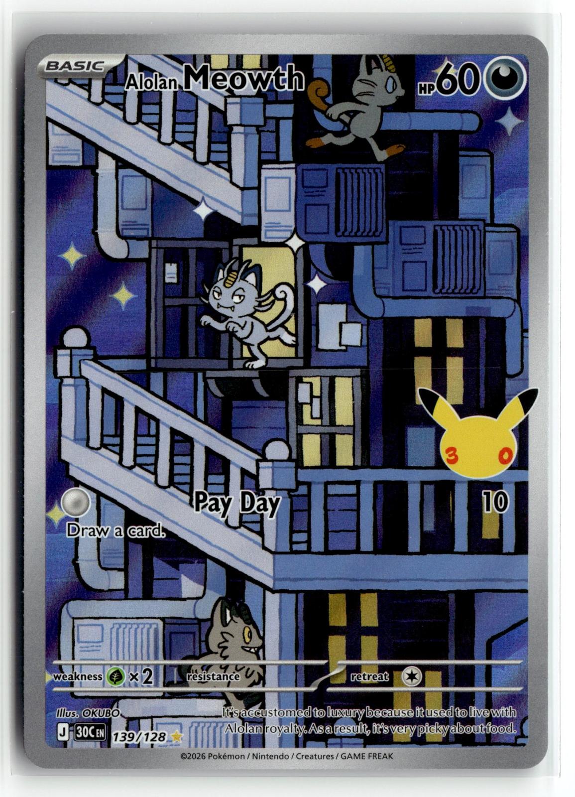 Pokemon tcg ME: 30th Celebration #139/128 Alolan Meowth