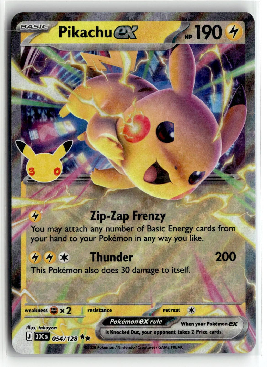 Pokemon tcg ME: 30th Celebration #054/128 Pikachu ex