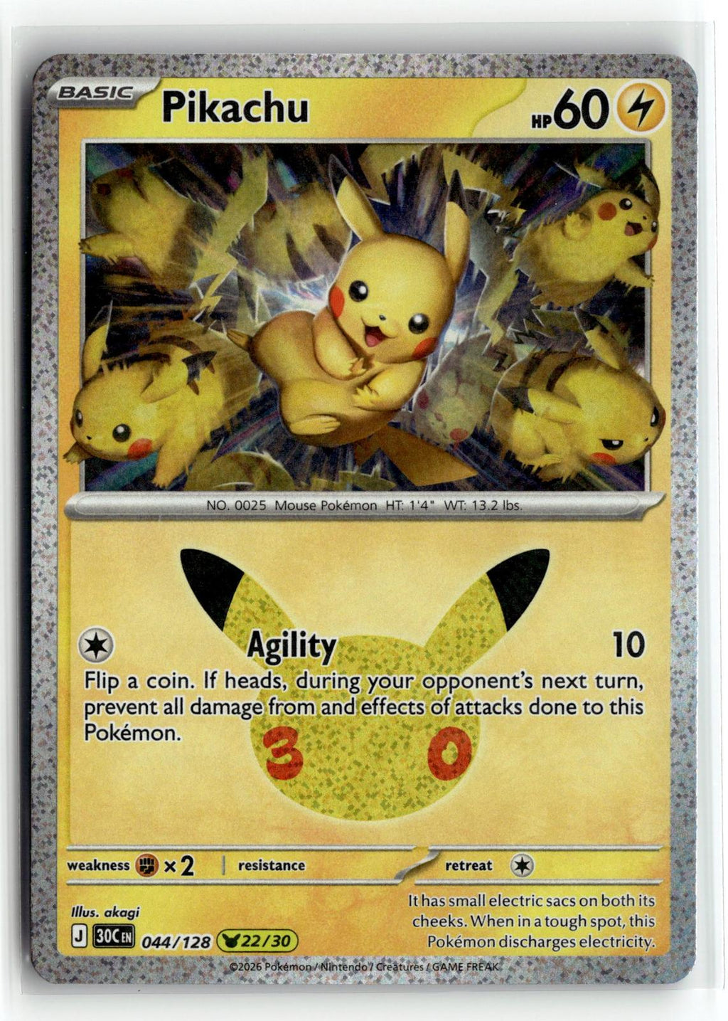 Pokemon tcg ME: 30th Celebration #044/128 Pikachu