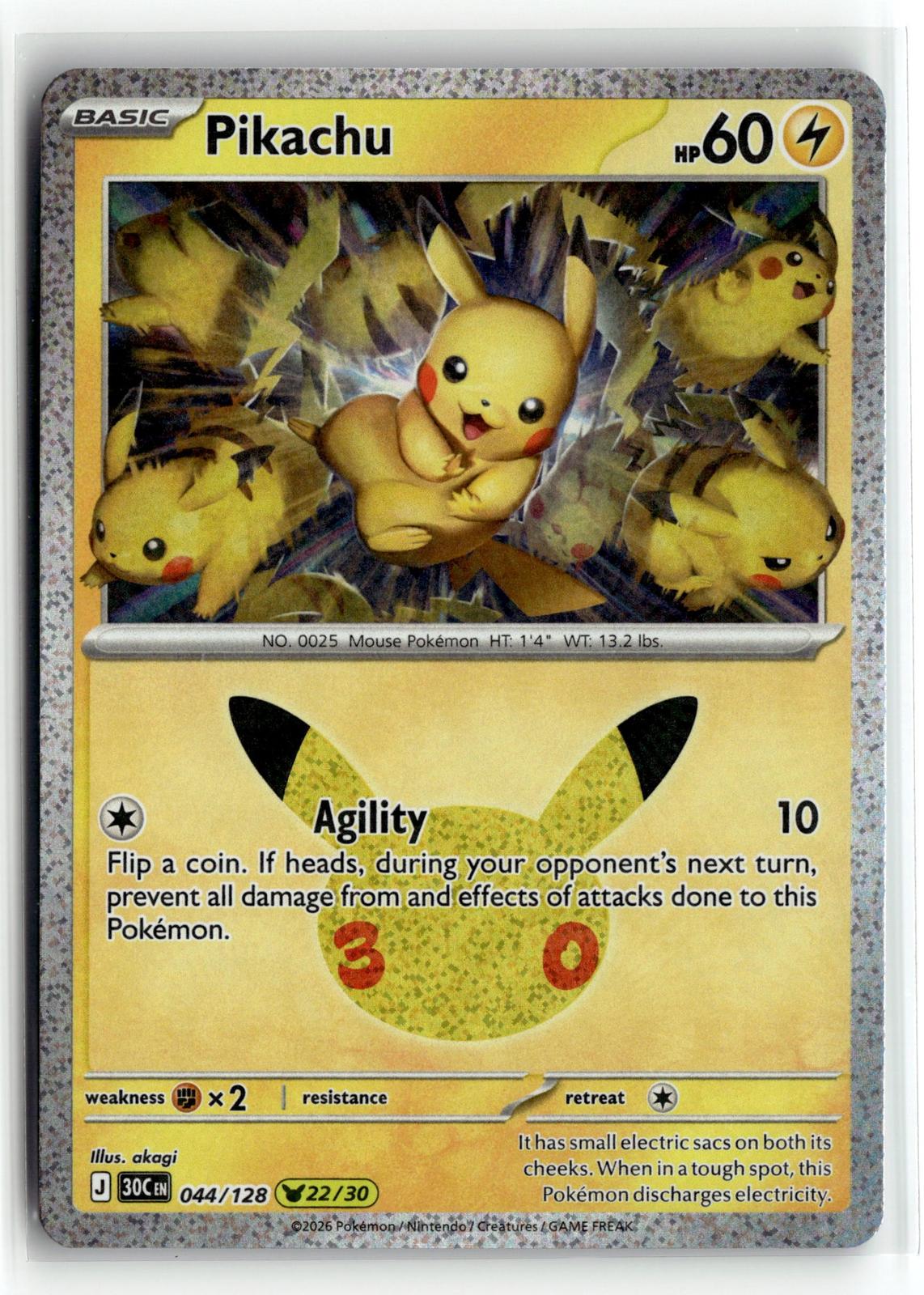 Pokemon tcg ME: 30th Celebration #044/128 Pikachu