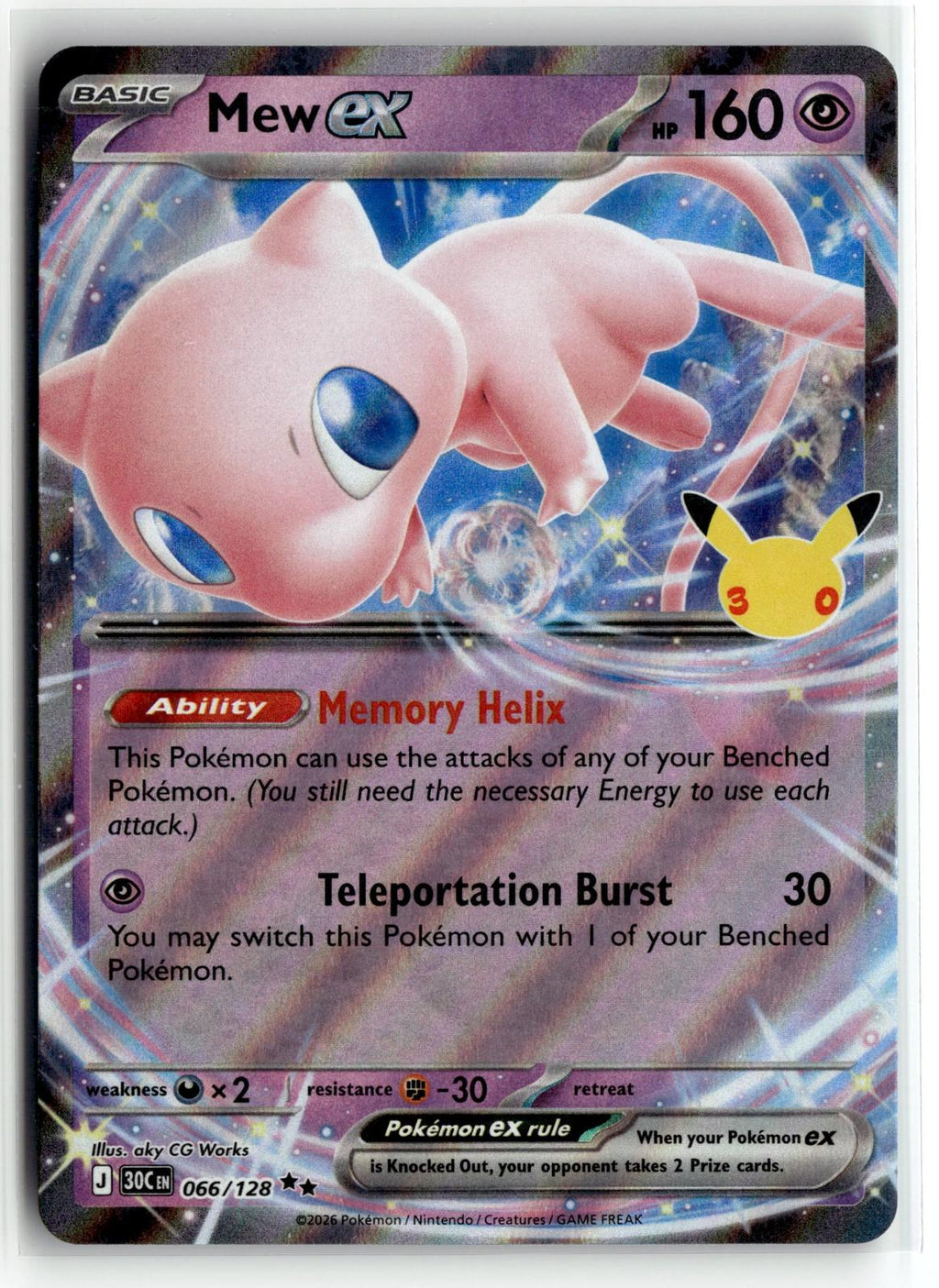 Pokemon tcg ME: 30th Celebration #066/128 Mew ex