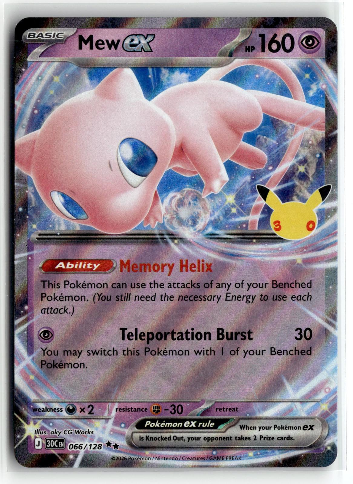 Pokemon tcg ME: 30th Celebration #066/128 Mew ex