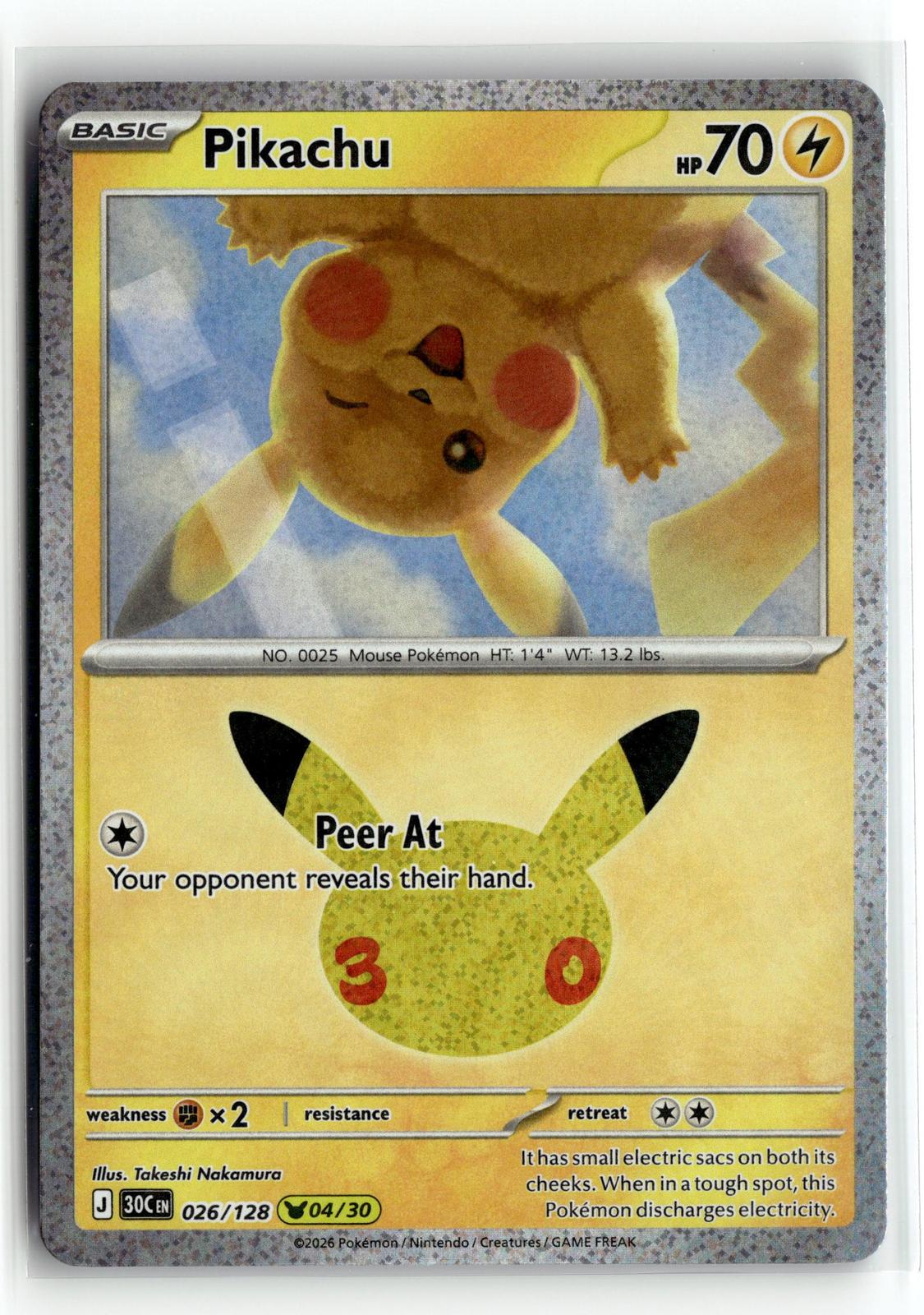 Pokemon tcg ME: 30th Celebration #026/128 Pikachu