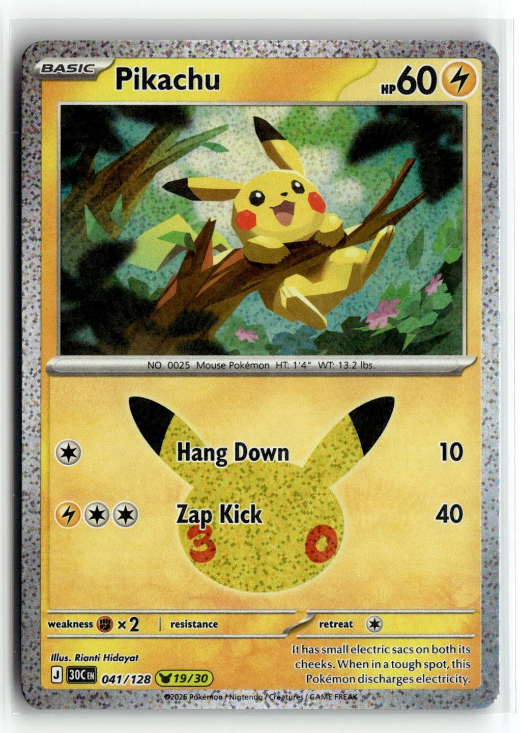 Pokemon tcg ME: 30th Celebration #041/128 Pikachu