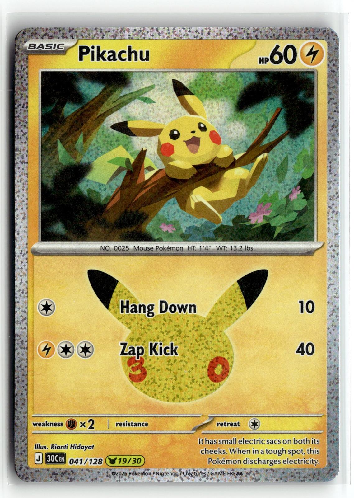 Pokemon tcg ME: 30th Celebration #041/128 Pikachu