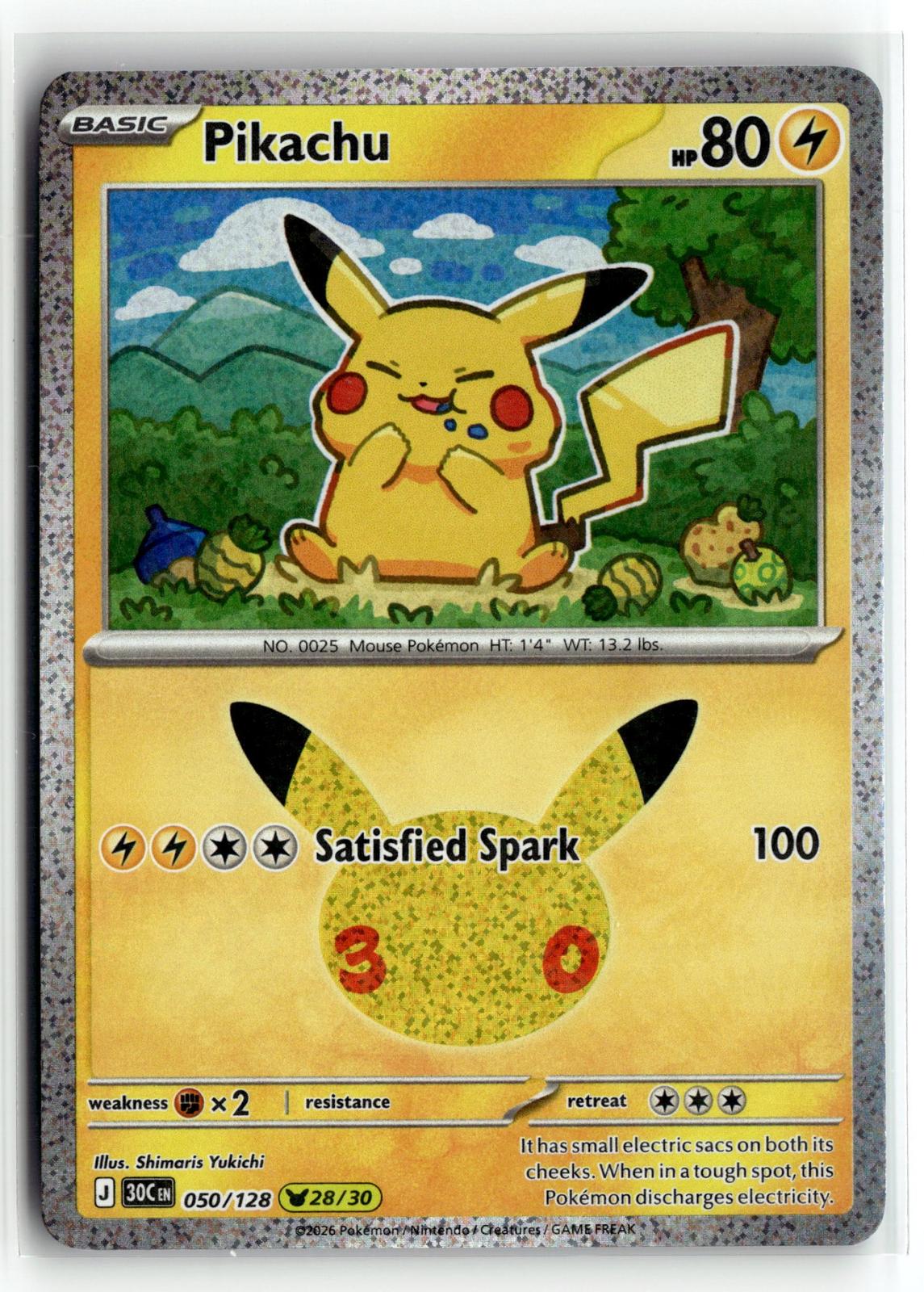 Pokemon tcg ME: 30th Celebration #050/128 Pikachu