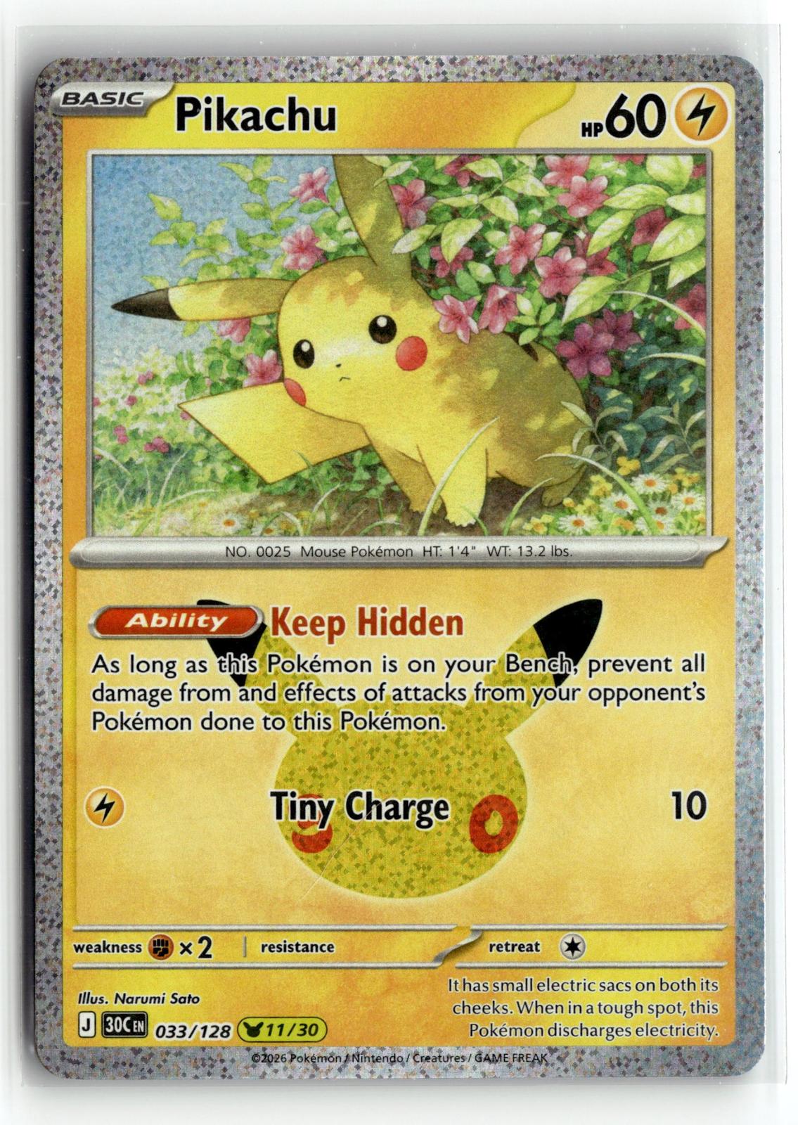 Pokemon tcg ME: 30th Celebration #033/128 Pikachu