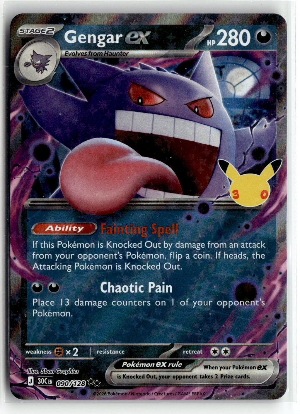 Pokemon tcg ME: 30th Celebration #090/128 Gengar ex