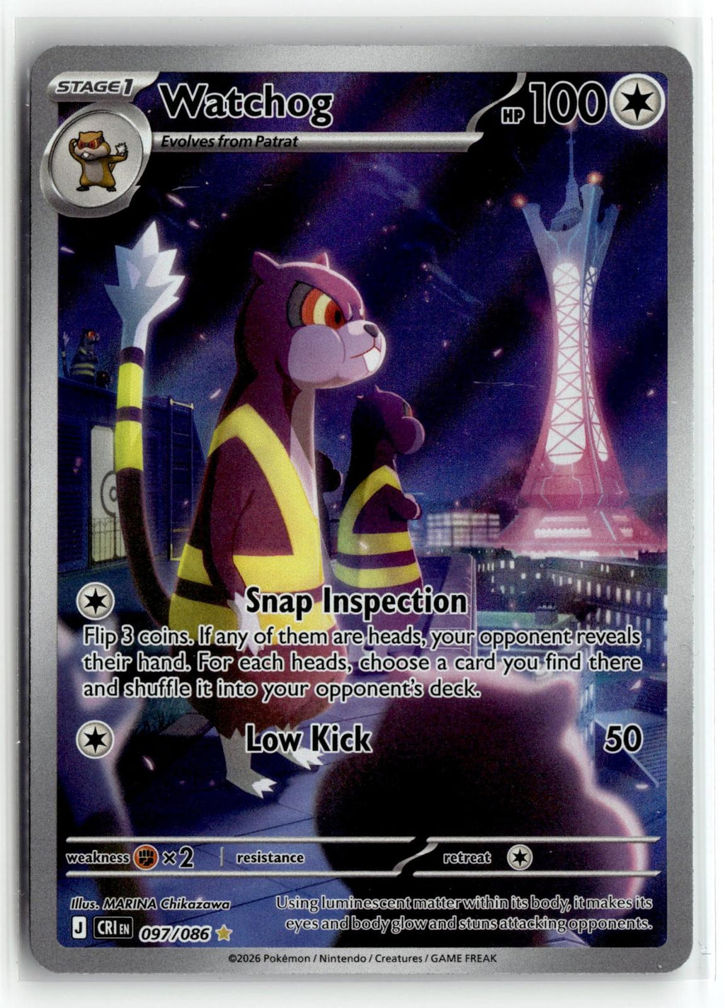 Pokemon tcg ME04: Chaos Rising #097/086 Watchog
