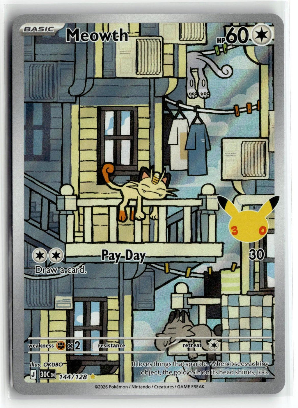 Pokemon tcg ME: 30th Celebration #144/128 Meowth
