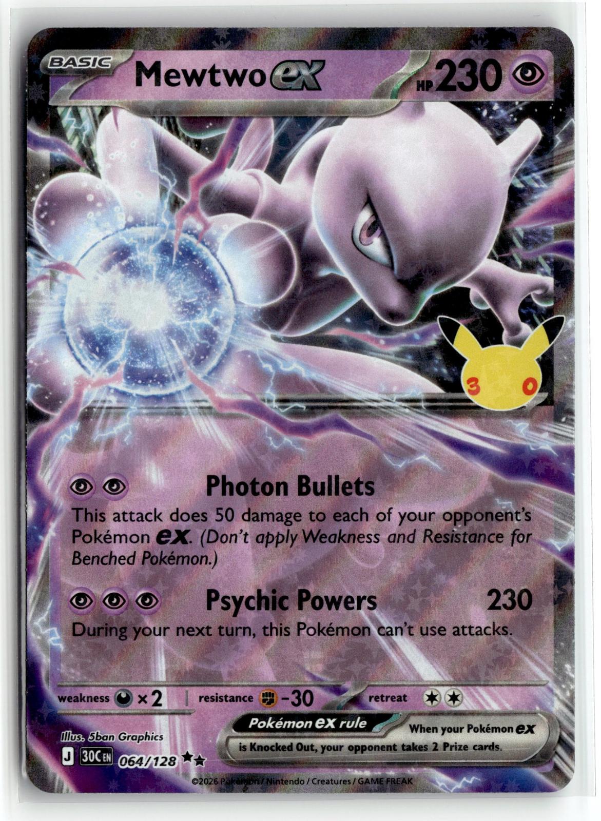 Pokemon tcg ME: 30th Celebration #064/128 Mewtwo ex