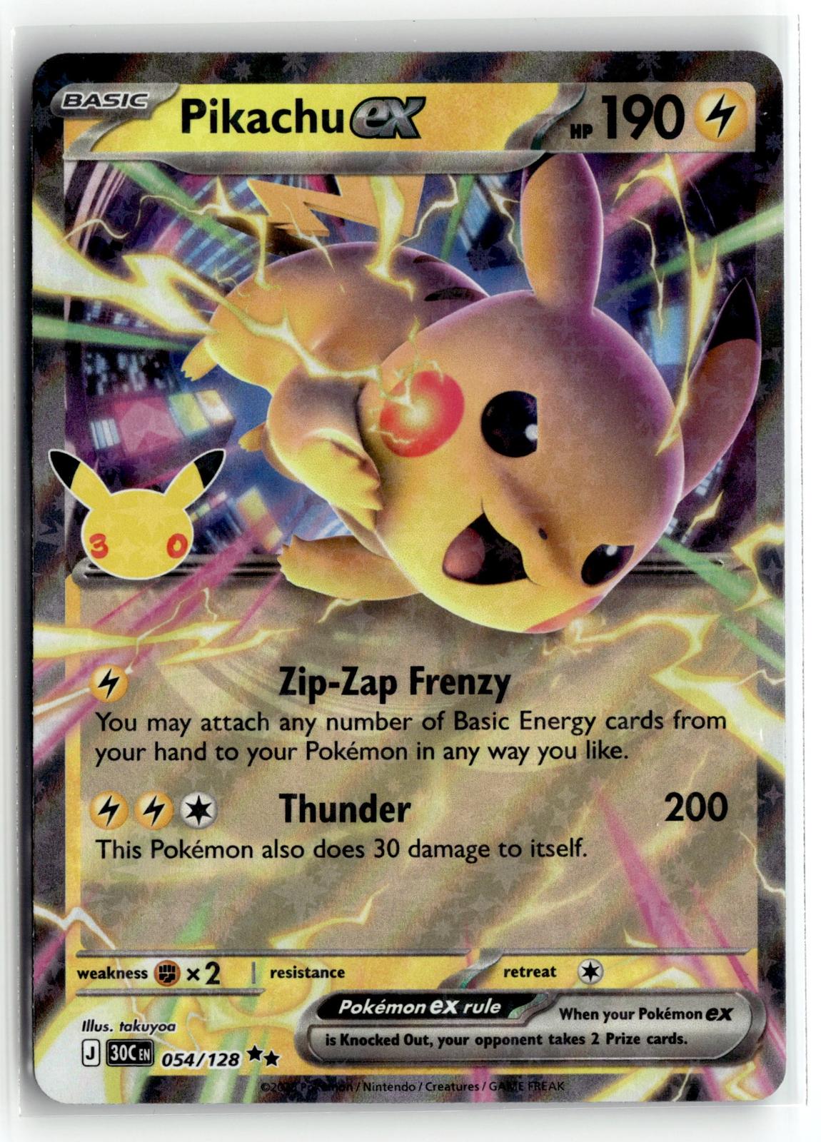Pokemon tcg ME: 30th Celebration #054/128 Pikachu ex