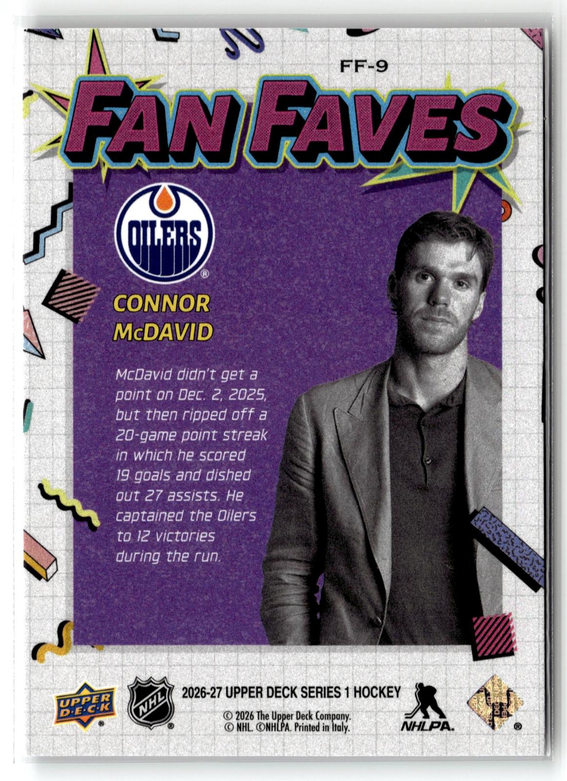 2026-27 Upper Deck #FF-9 Connor McDavid Fan Faves