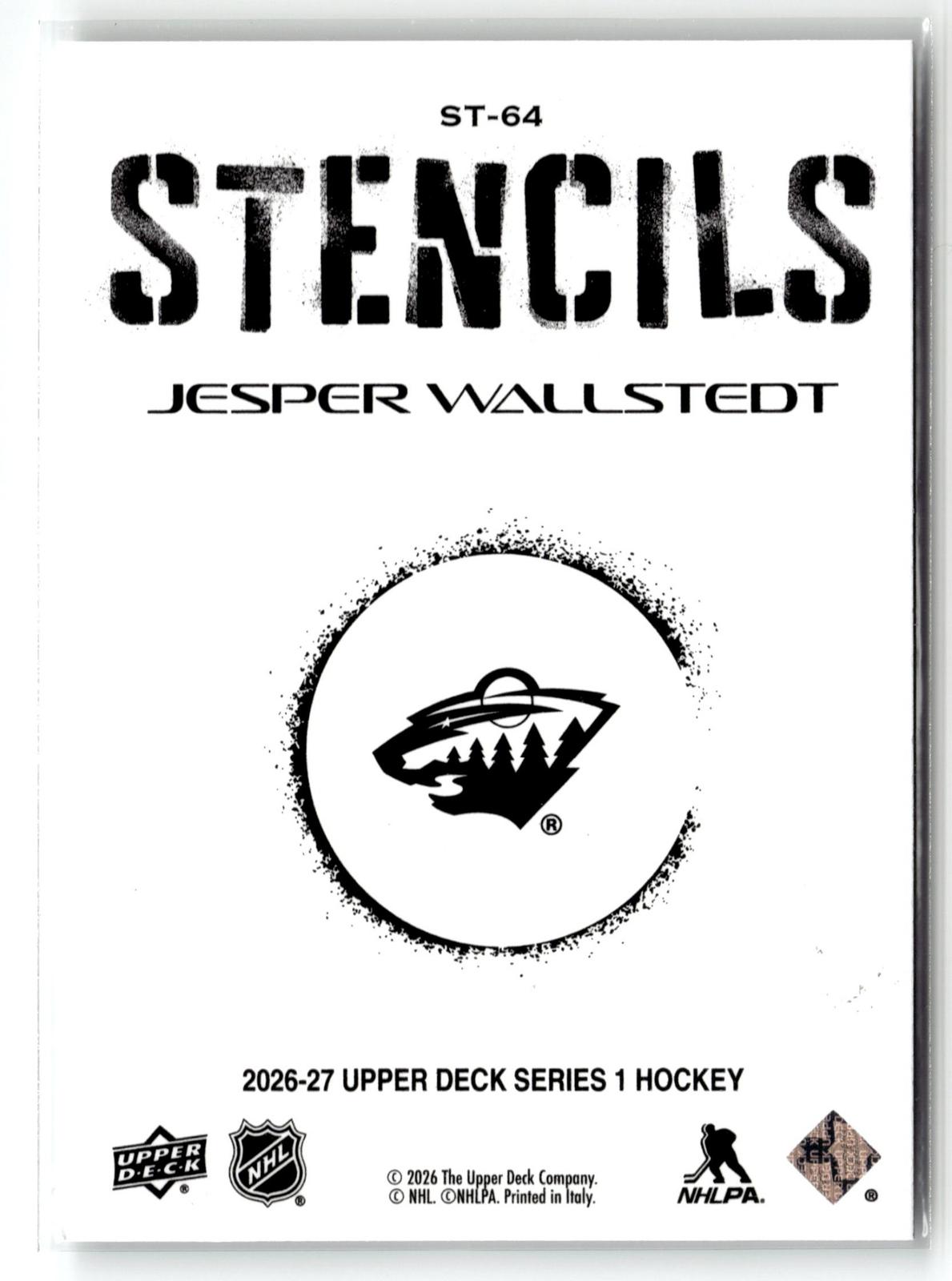 2026-27 Upper Deck #ST-64 Jesper Wallstedt Stencils