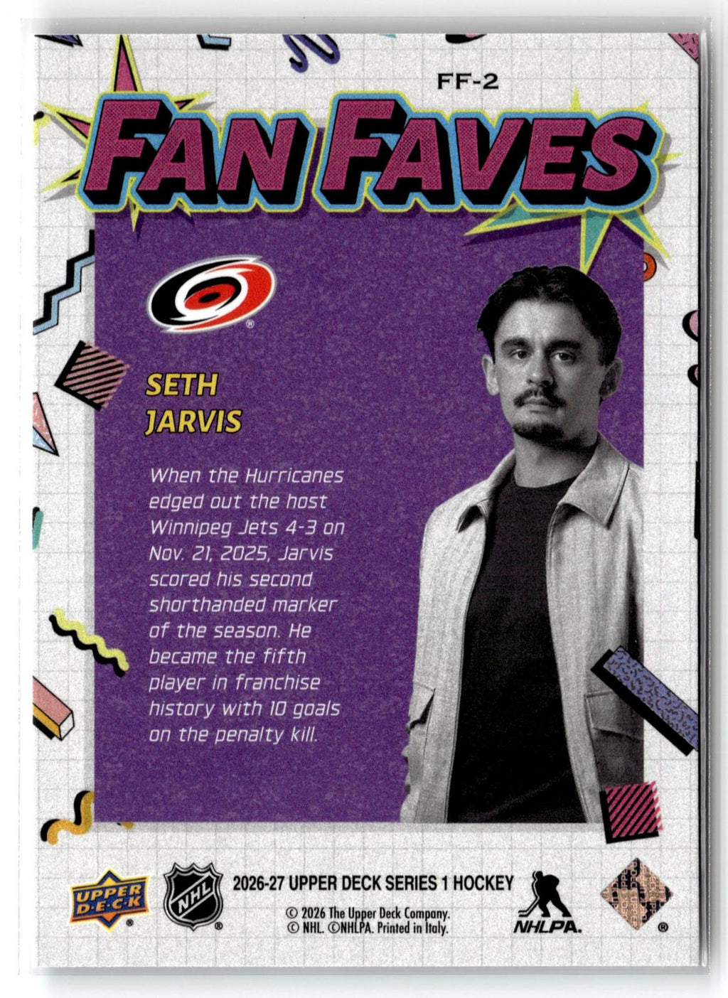 2026-27 Upper Deck #FF-2 Seth Jarvis Fan Faves