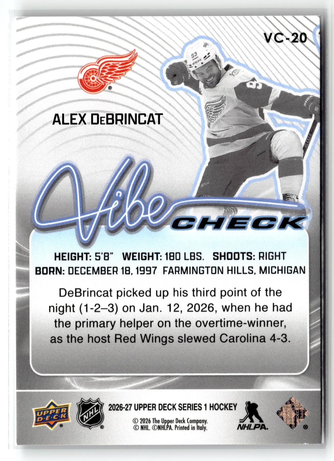 2026-27 Upper Deck #VC-20 Alex DeBrincat Vibe Check