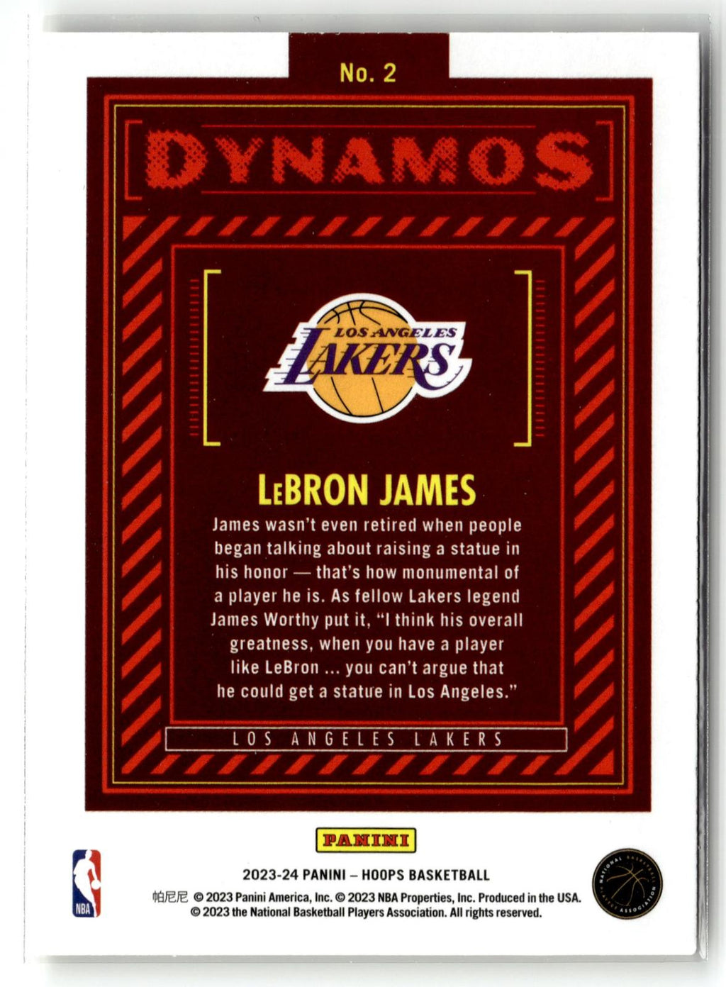 2023-24 Hoops #2 LeBron James Dynamos