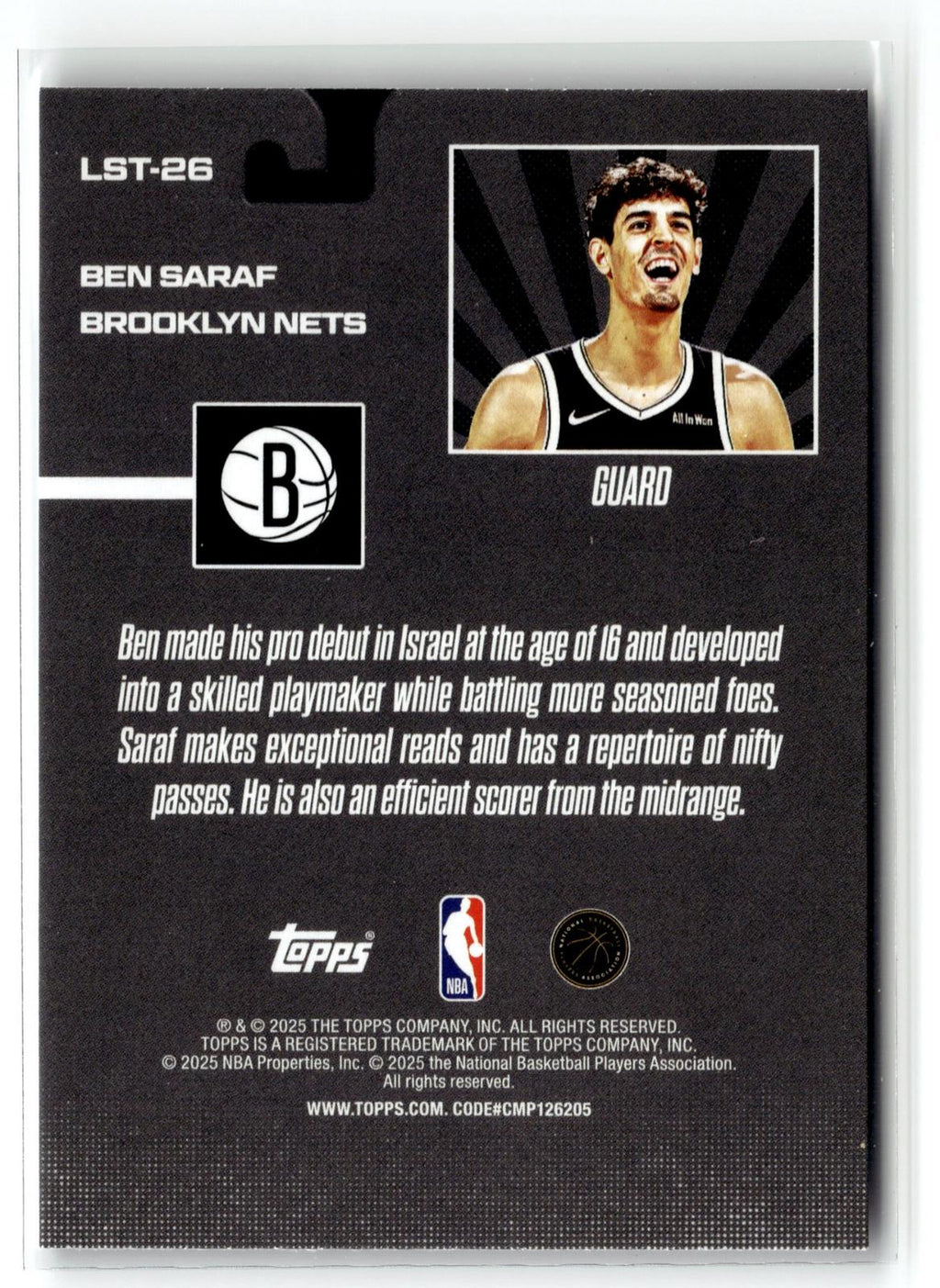 2025-26 Topps #LST-26 Ben Saraf Limited Stock Legends