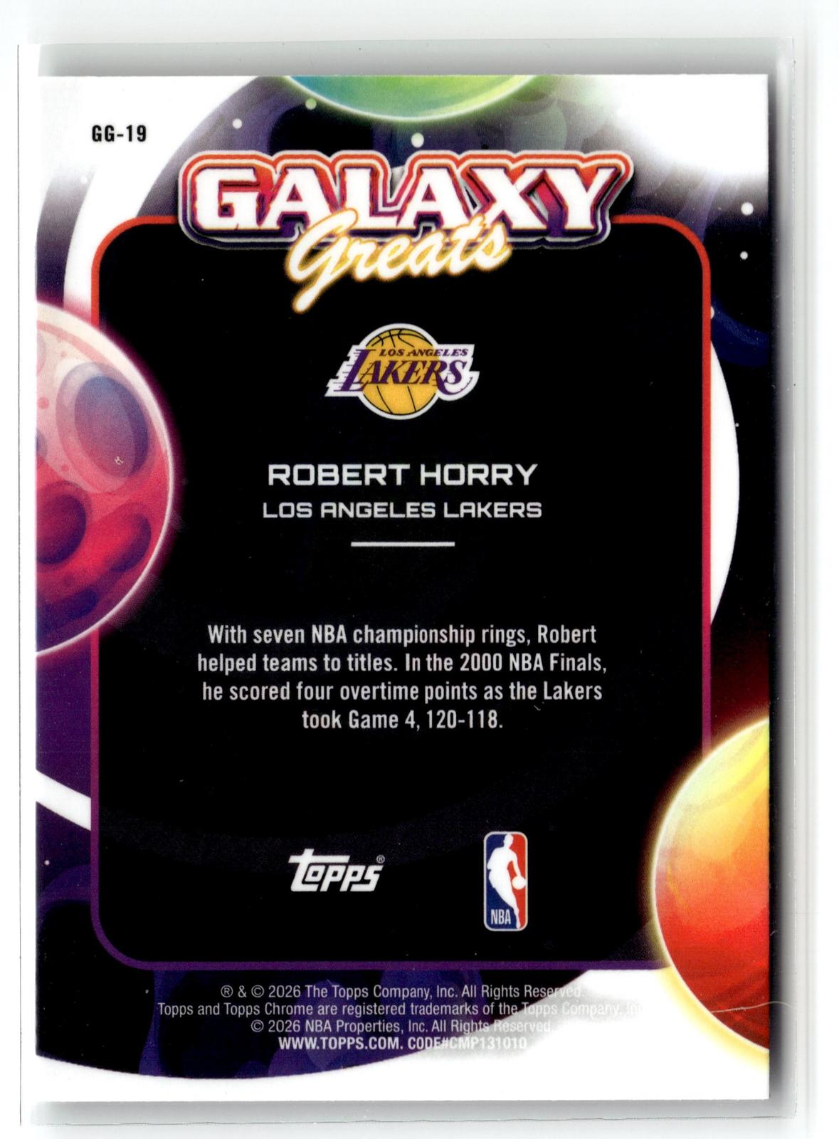 2025-26 Topps Chrome Cosmic #GG-19 Robert Horry Galaxy Greats