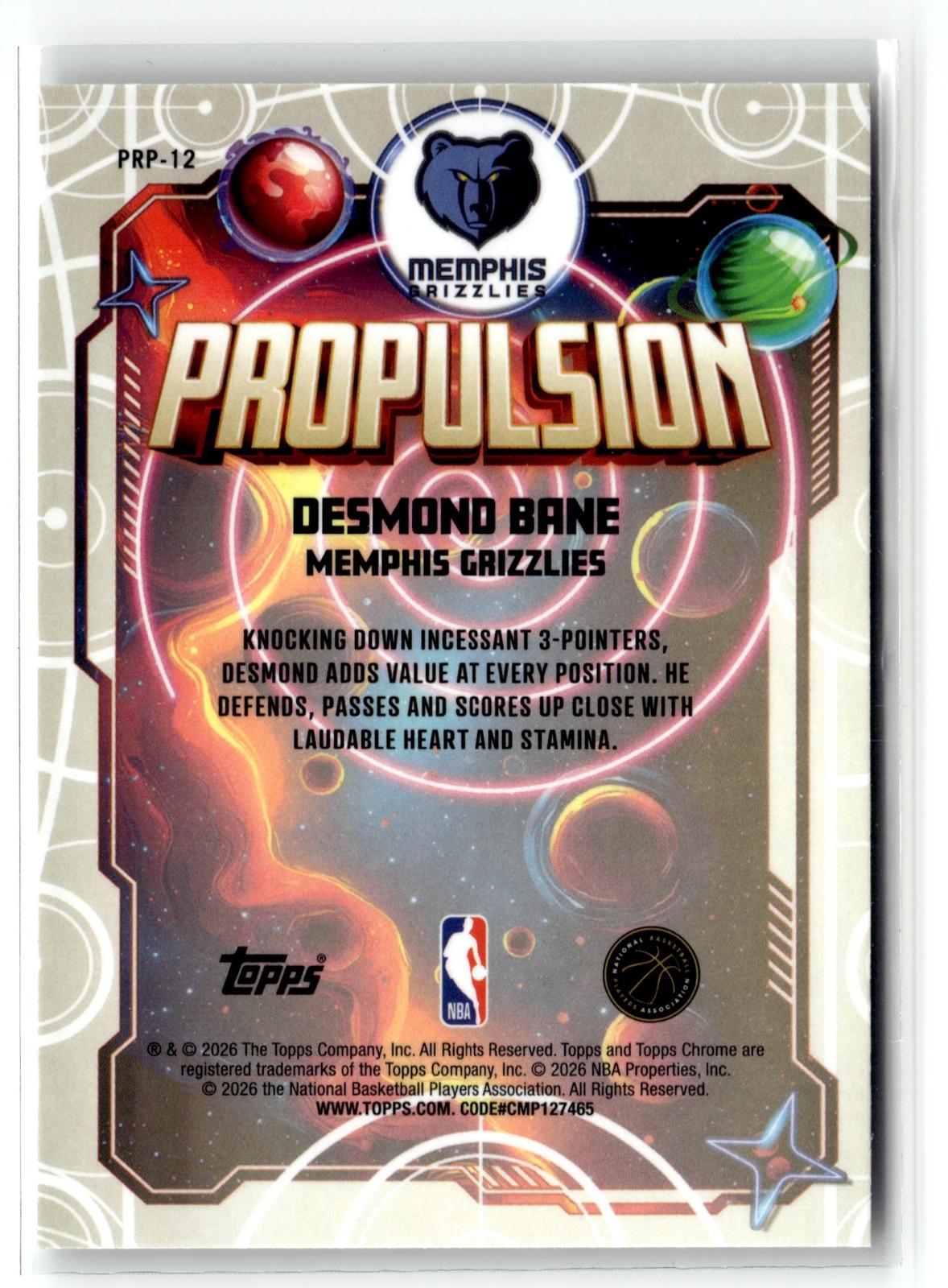 2025-26 Topps Chrome Cosmic #PRP-12 Desmond Bane Propulsion