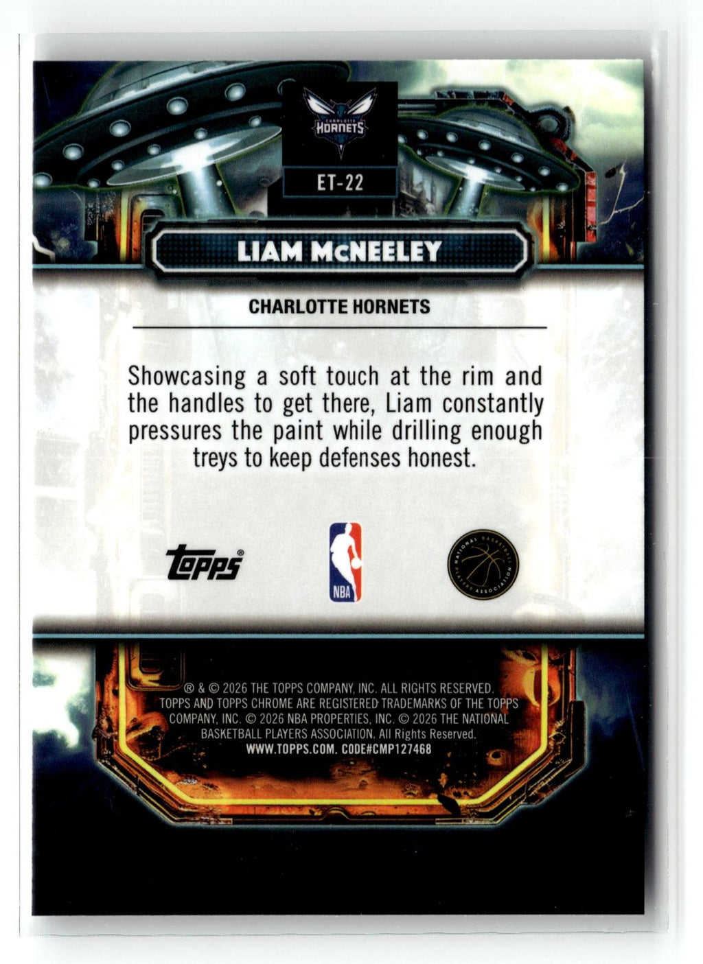 2025-26 Topps Chrome Cosmic #ET-22 Liam McNeeley Extraterrestrial Talent