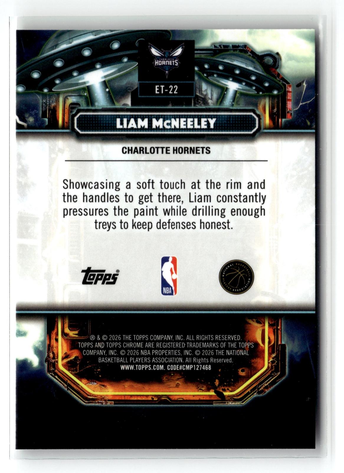 2025-26 Topps Chrome Cosmic #ET-22 Liam McNeeley Extraterrestrial Talent