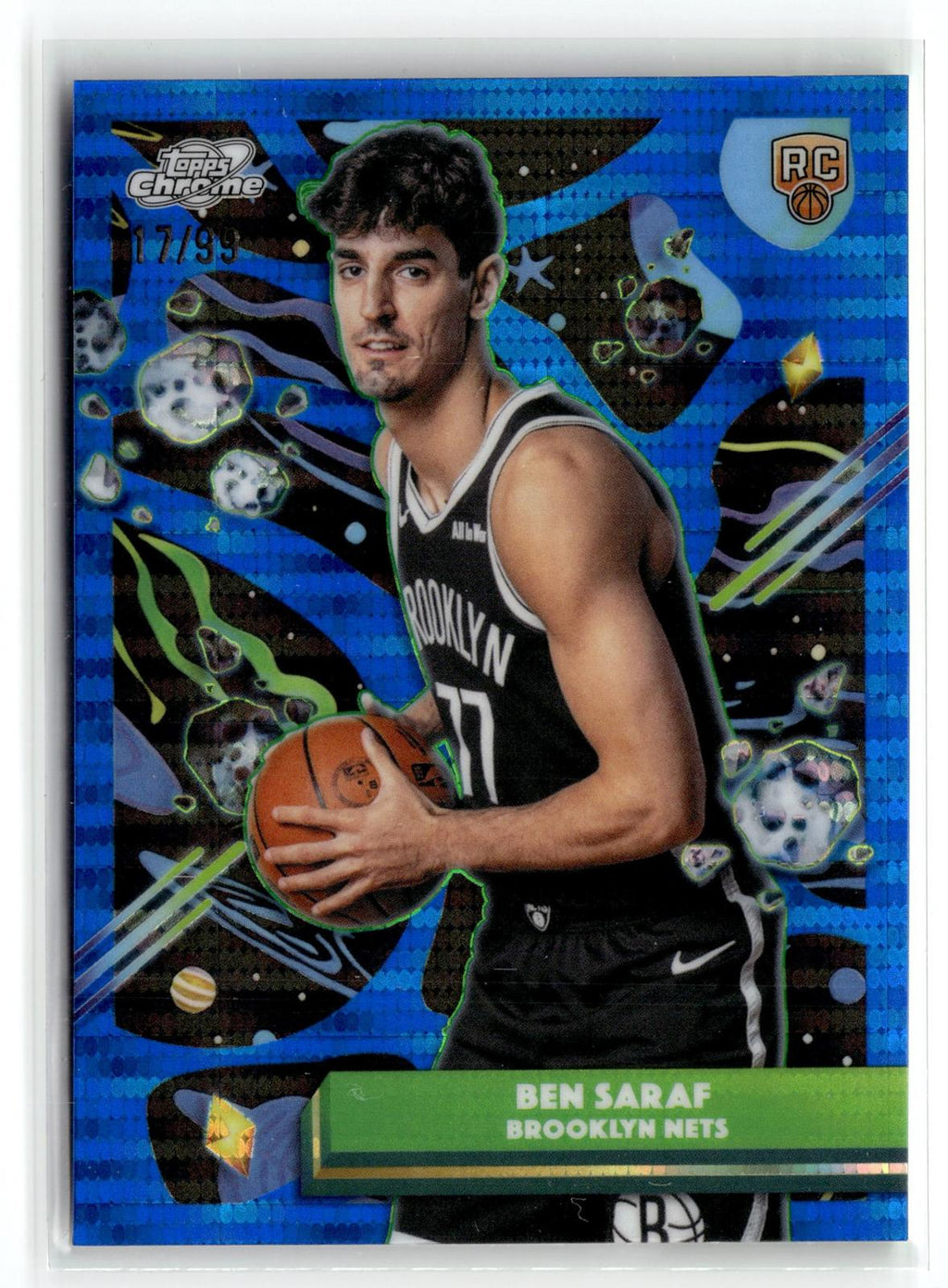 2025-26 Topps Chrome Cosmic #82 Ben Saraf Blue Moon Refractor #/99
