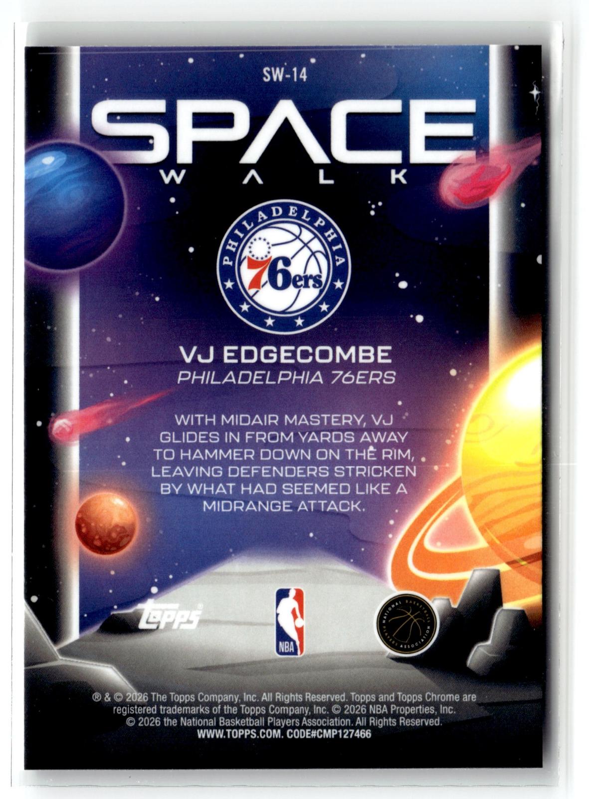 2025-26 Topps Chrome Cosmic #SW-14 VJ Edgecombe Space Walk