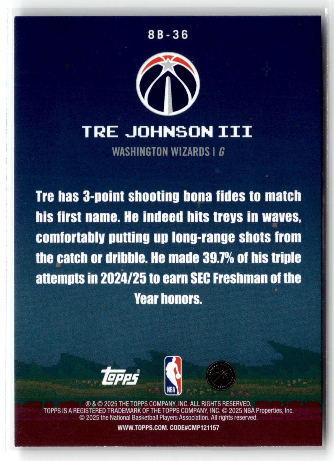 2025-26 Topps #8B-36 Tre Johnson III 8-Bit Ballers