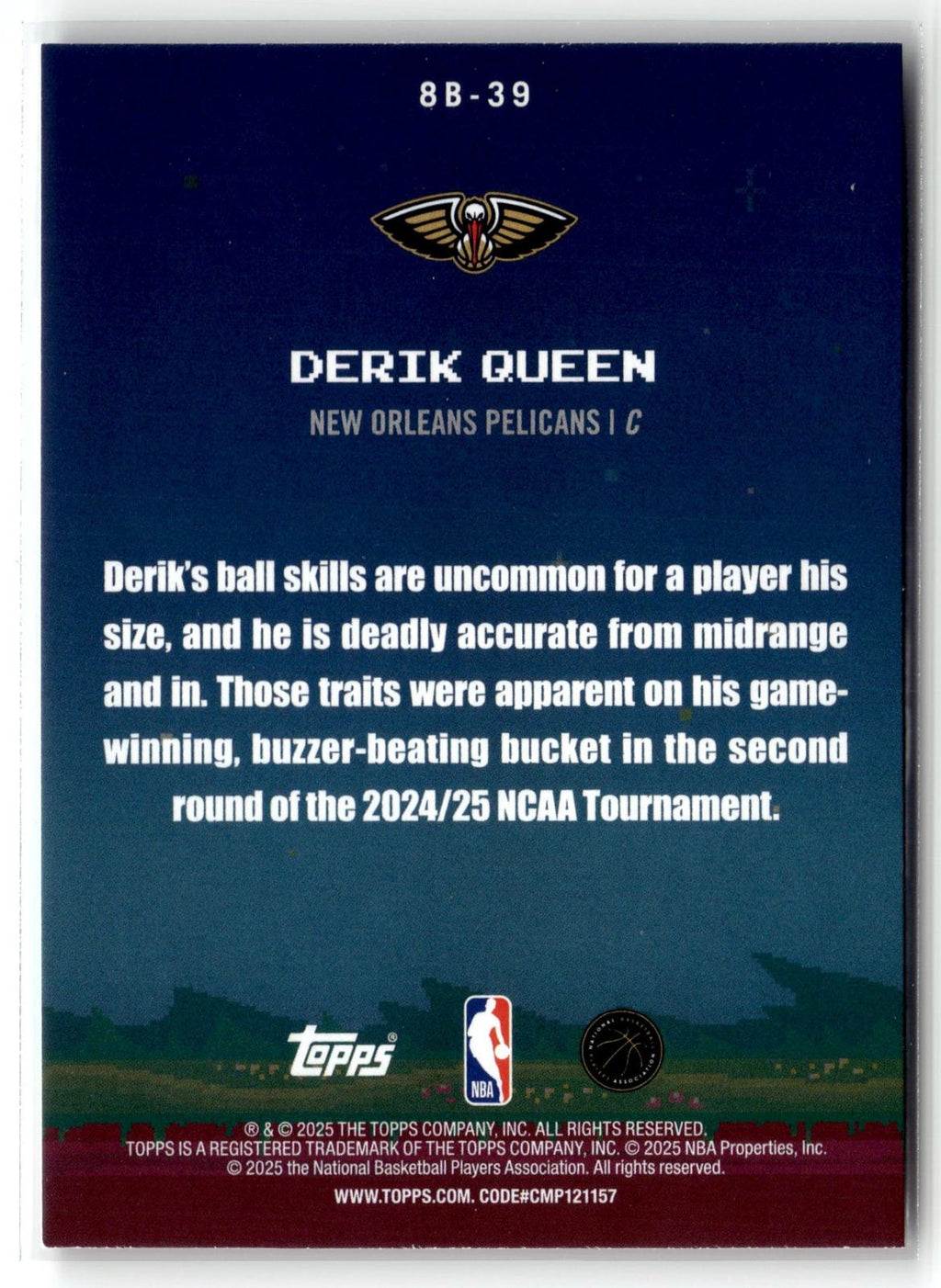 2025-26 Topps #8B-39 Derik Queen 8-Bit Ballers