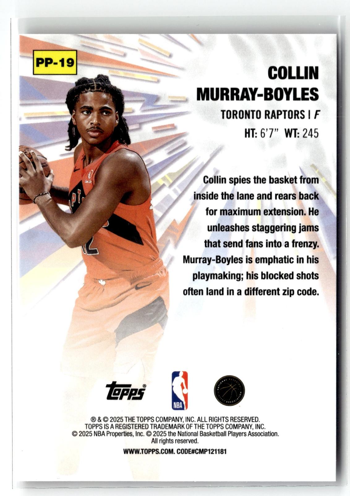 2025-26 Topps #PP-19 Collin Murray-Boyles Power Players Holo Foil