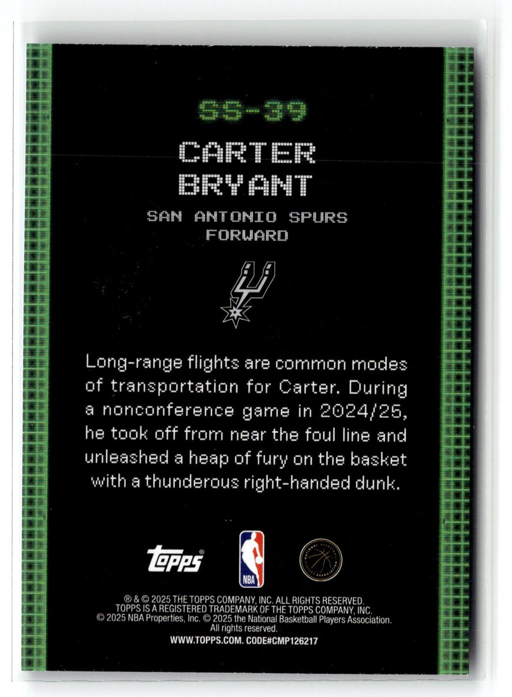 2025-26 Topps #SS-39 Carter Bryant Scan and Slam